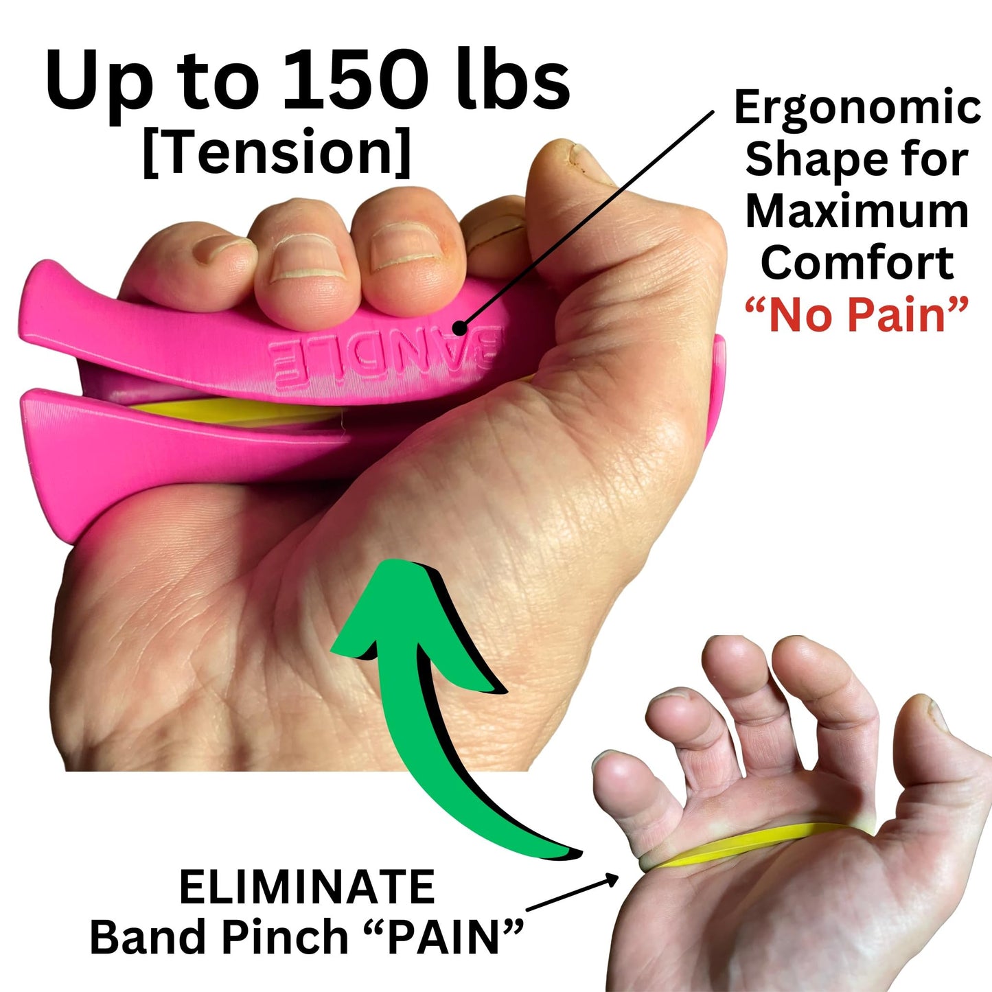 Bandles™ - True Ergonomic Resistance Band Handles | Unleash the Full Potential of Pain-Free, Full-Body Workouts | Durable & Comfortable for High-Intensity Training (2 Handles) (Steel Gray, Standard)