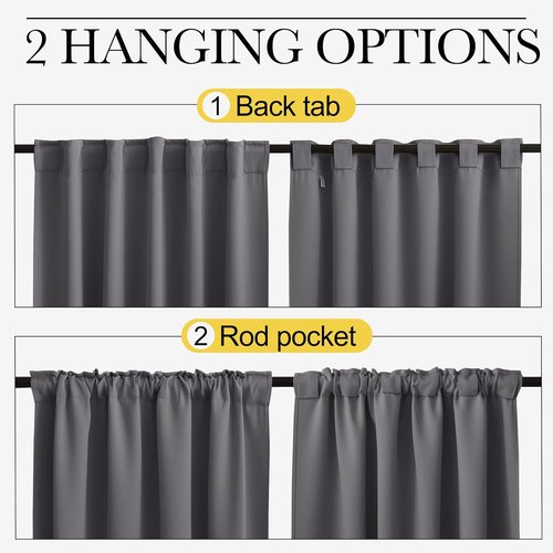 NICETOWN Blackout Curtains - Thermal Insulated Light Reducing Draperies | 52" x 63", Grey, 2 Panels
