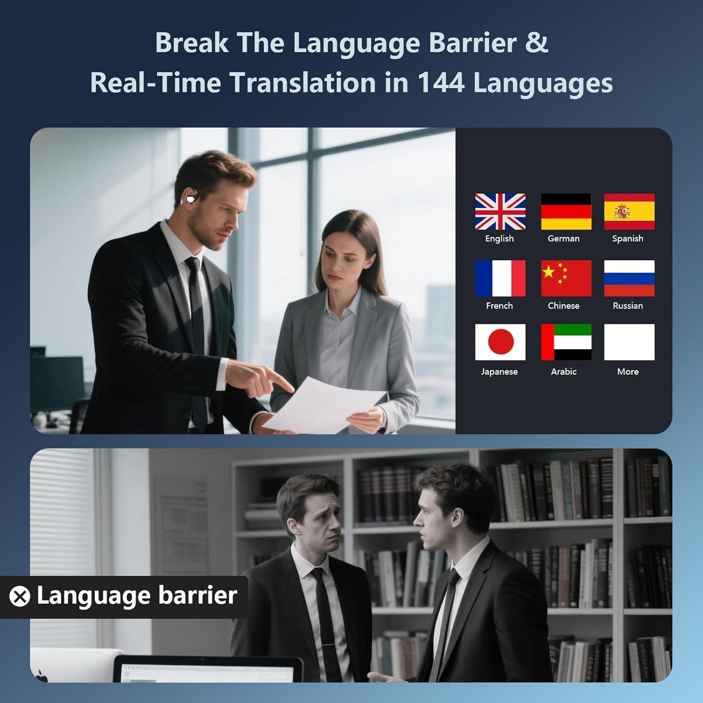 ZIDOXING 164 80H AI Translation Earbuds Real Time Languages Playtime Translator Ear Buds Audifonos Traductores Ingls