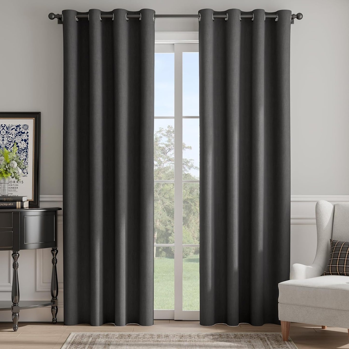 NICETOWN Room Darkening Curtains - Grey Drapery Panels, 2-Pack | W52 x L84 for Ultimate Light Control