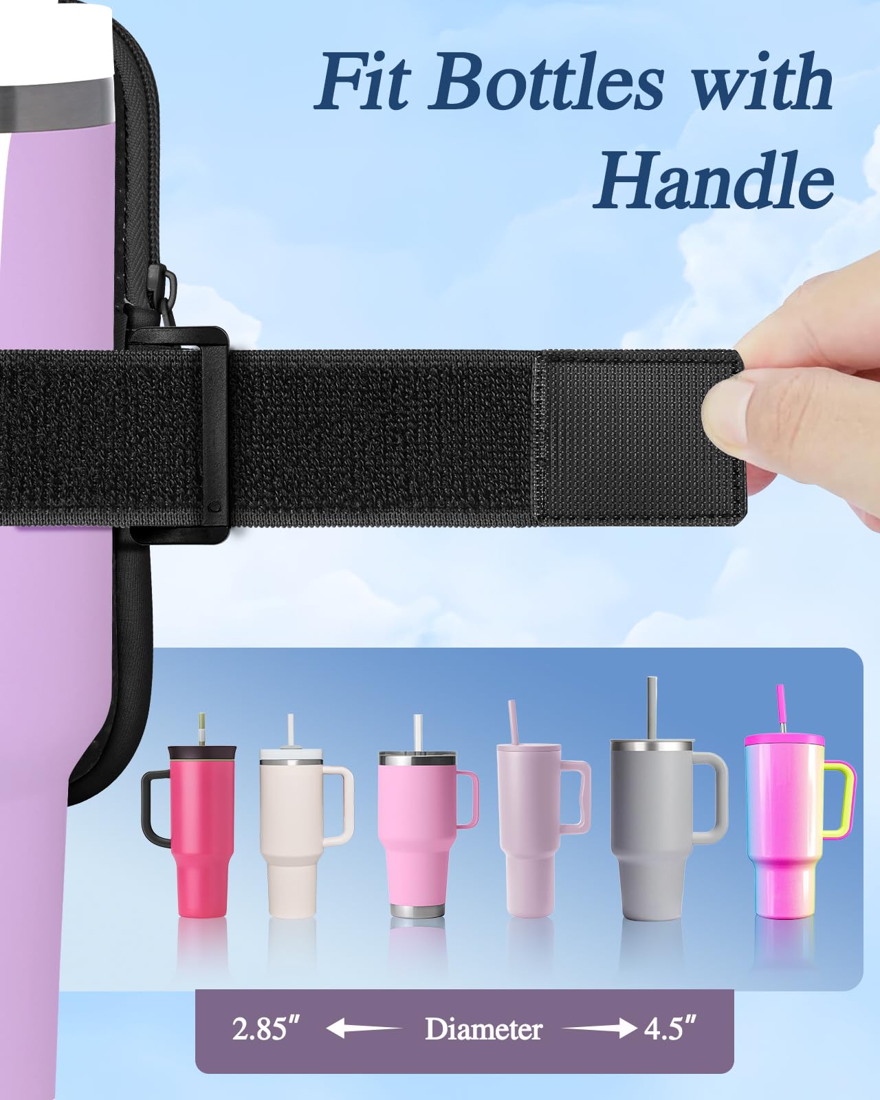 Water Bottle Pouch Backpack For Stanley Quencher Cup - Black Skeleton Print 40 30 oz Tumbler Bag Purse Pack Wallet For Phone Keys Gym Accessories