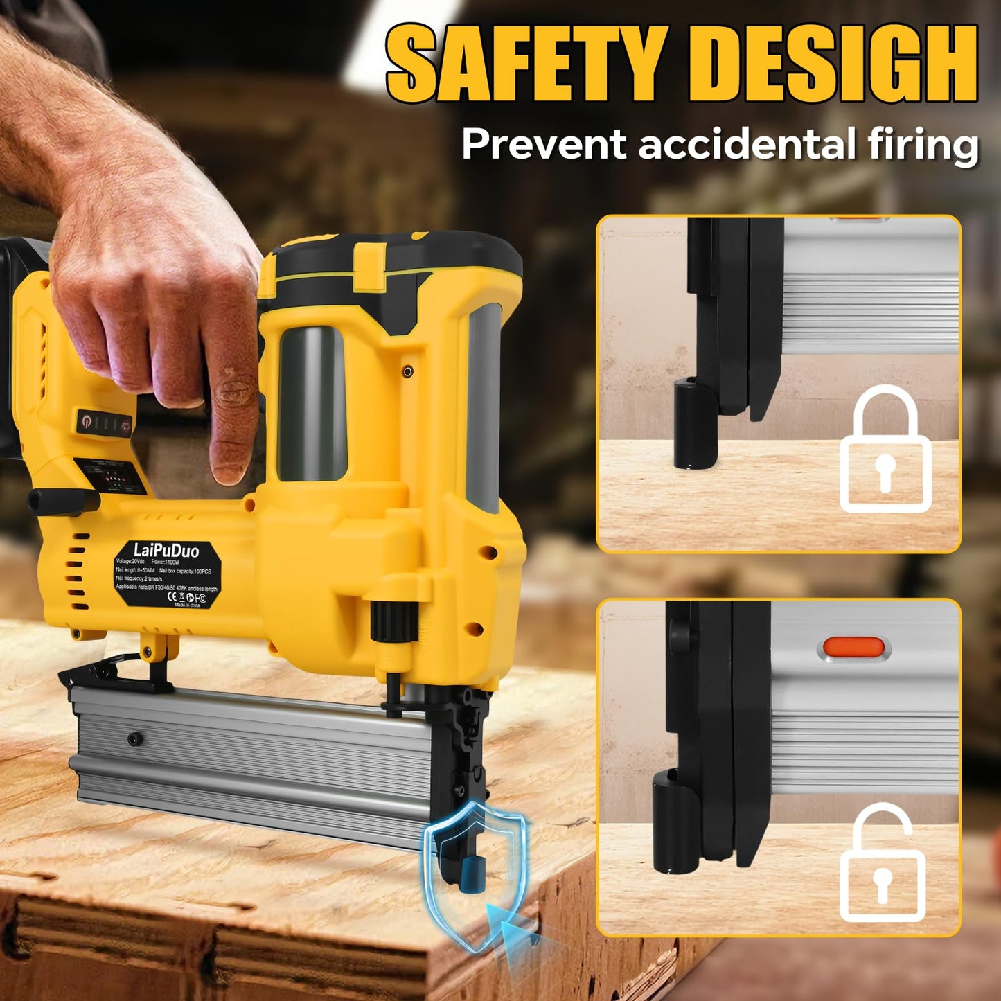 Cordless Brad Nailer Compatible with Dewalt 20V Battery, RexLeLXB 2-in-1 Pneumatic Staple Gun Nail Gun with 800 Nails, 18GA Staple Gun for Wood Working, Framing, Furniture & Upholstery Projects