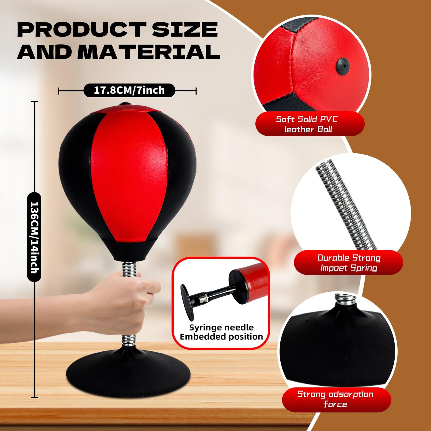 Desktop Punching Bag for Desk, Stress Relief Ball with Suction Cup for Office and Home, Funny Gag Gift for Boss Coworkers Friends, Mini Desktop Boxing Stress Relief Product for Adults