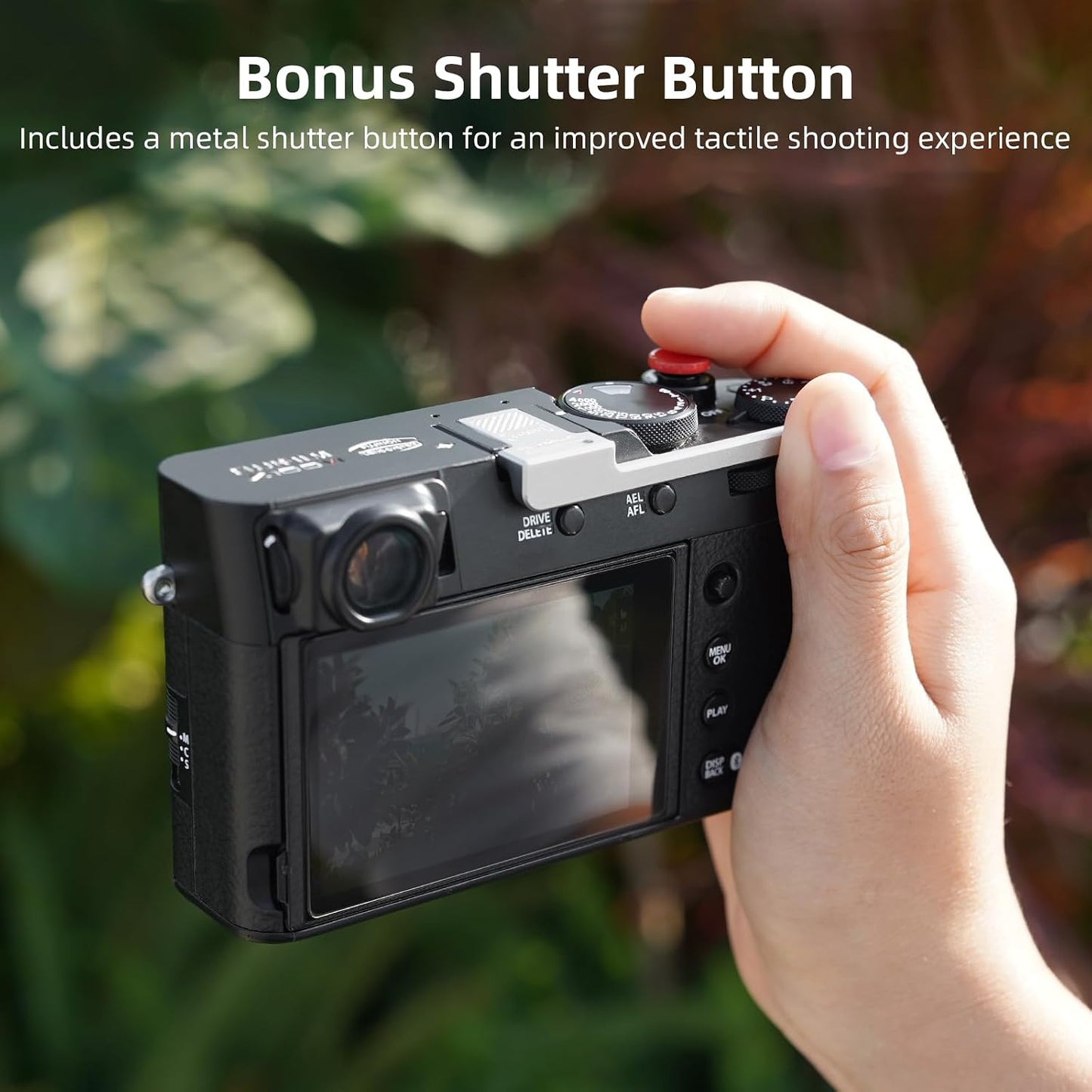 X100VI X100V Thumb Grip Metal Hot Shoe Cover with Shutter Button for FUJIFILM / Fuji Accessories (Black)