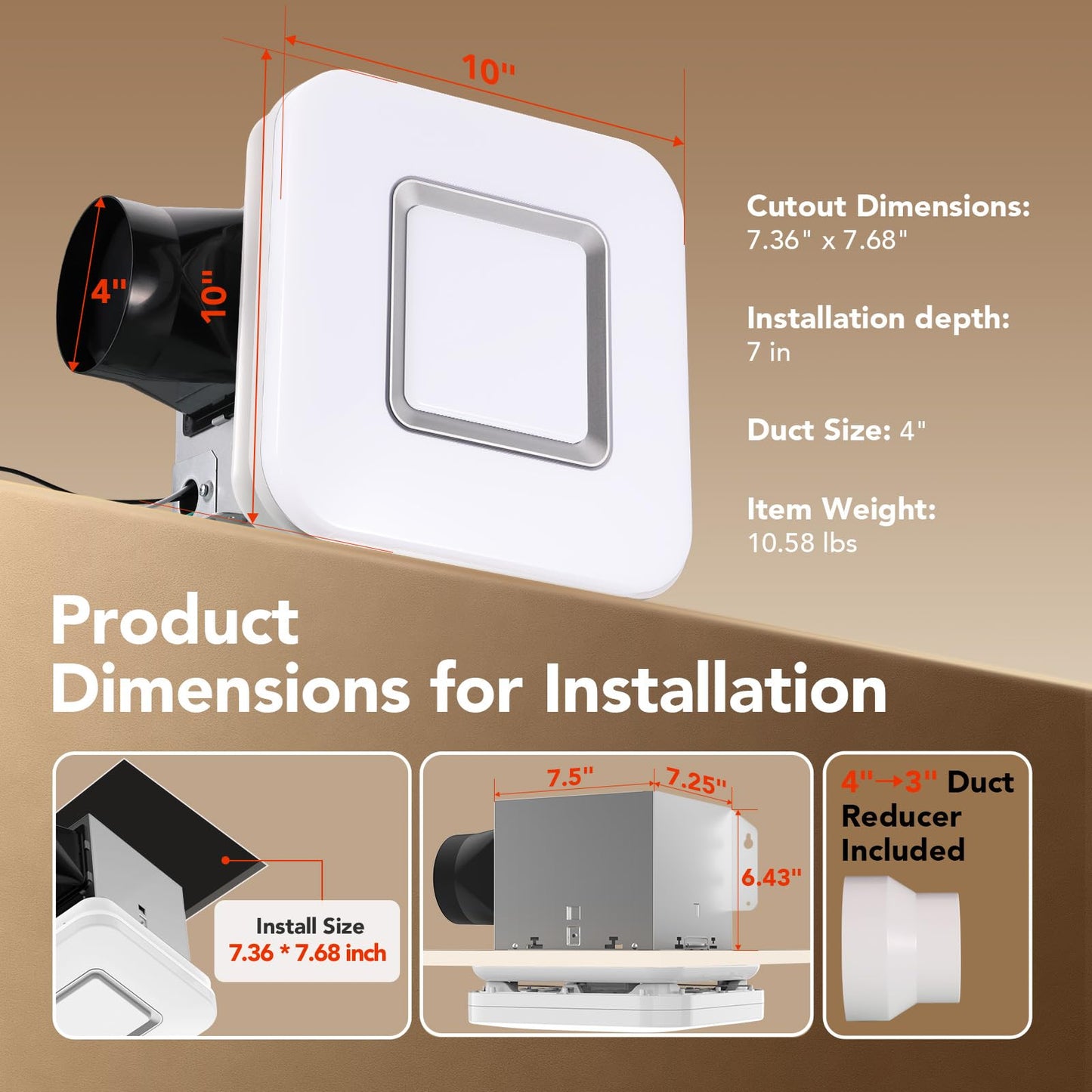 OREiN Matter Smart Bathroom Exhaust Fan with Light (No Speaker), 110 CFM Quiet Bathroom Vent Fan, 2700K–6500K, DIY RGB Lighting, Voice/App/Remote Control, Works with Alexa, Google & Apple Home