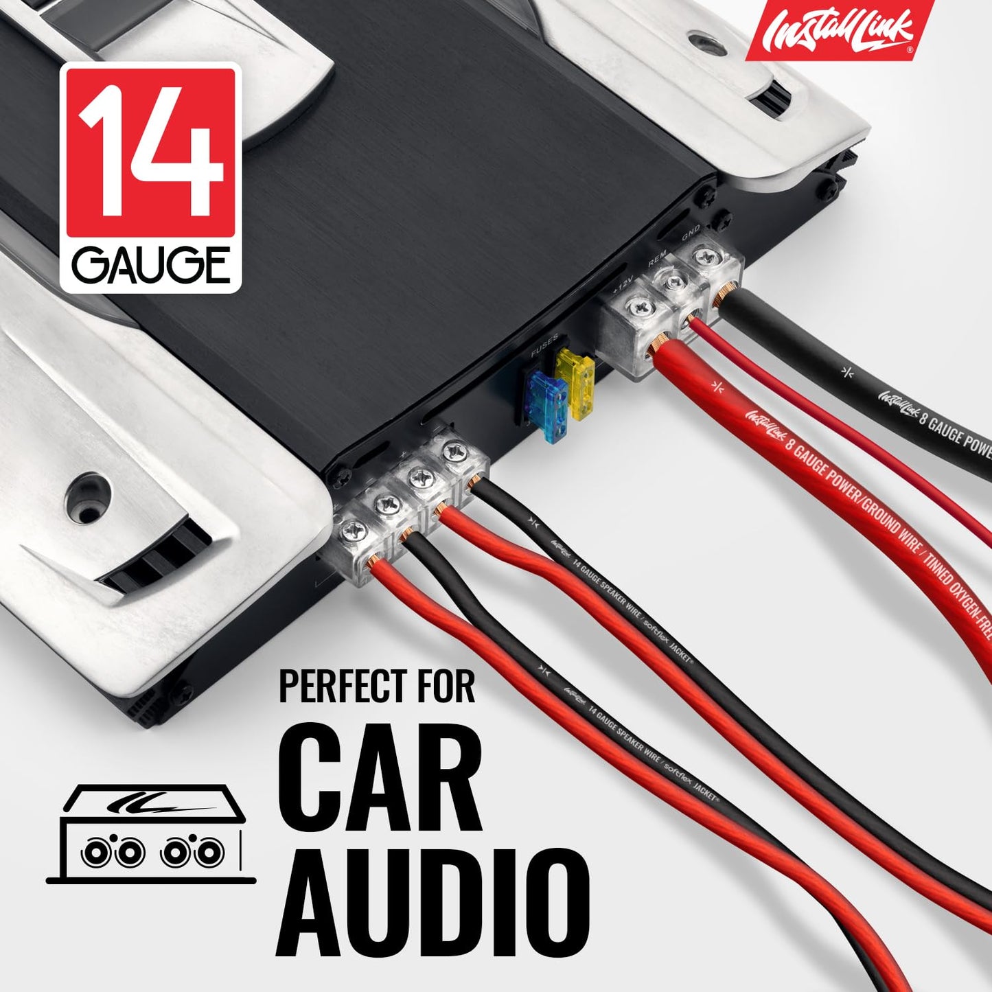 14 30ft, Install Link Gauge Speaker Wire (Speaker Cable) for Car, Home or RV Audio Cable, CCA