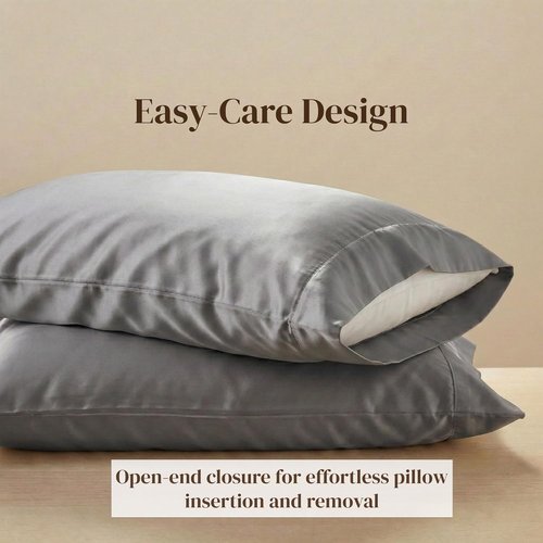 Beckham Hotel Collection Pillowcases - Queen Size Set of 2 | Silky Smooth Cool Touch Cotton Sateen, Dark Gray
