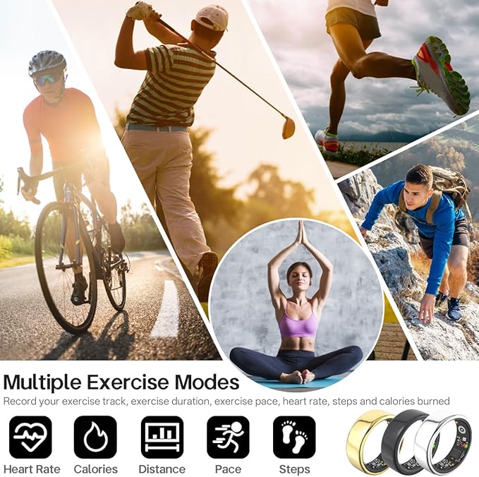 Smart Rings for Women Men,Fitness Tracker Ring,Heart Rate,Blood Oxygen,Blood Pressure,Step Tracker,Sleep Monitoring,No Subscription Fee,IP68 Waterproof Smart Ring for iPhone&Android(Pink 10)
