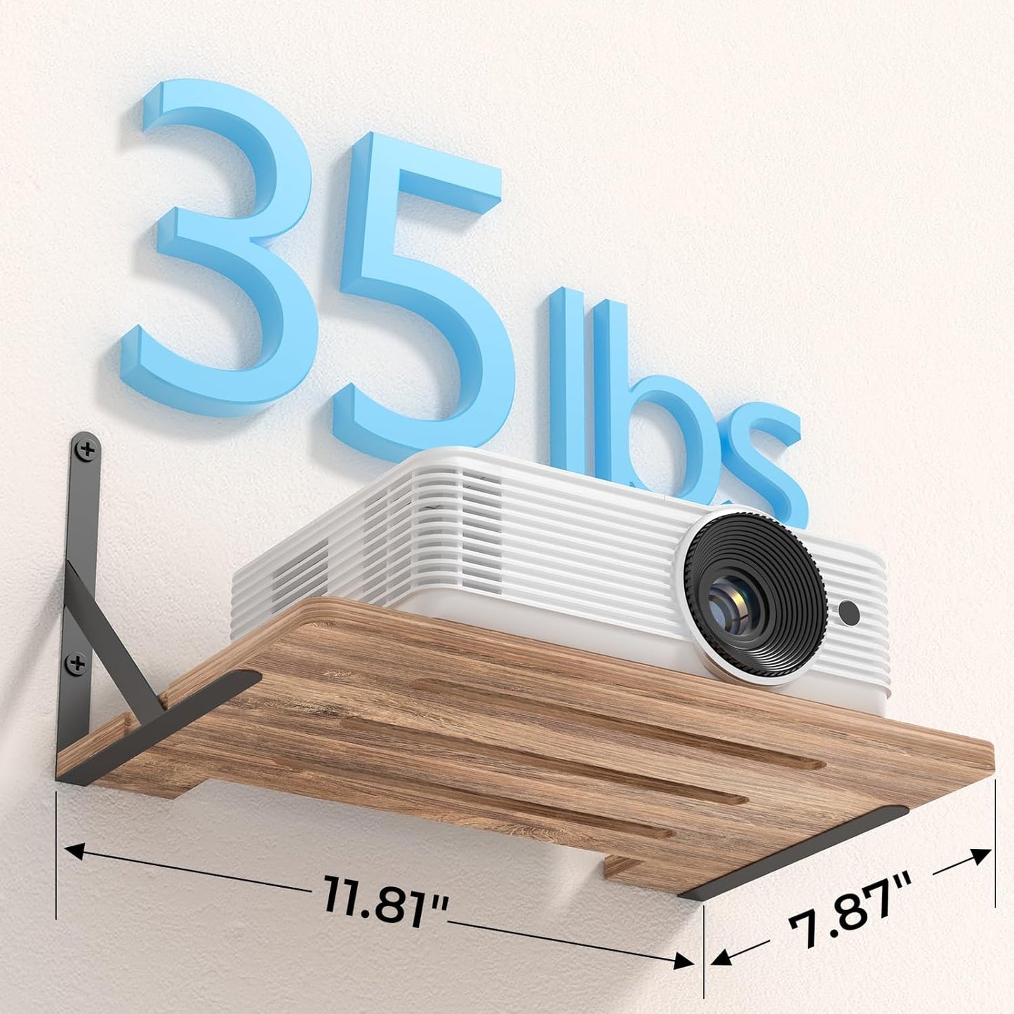 Ztounk 11.81" 7.87" PS5 Projector Wall Mount Shelf, x Floating Shelf for Projector, Router, Modem, Cable Box, Xbox
