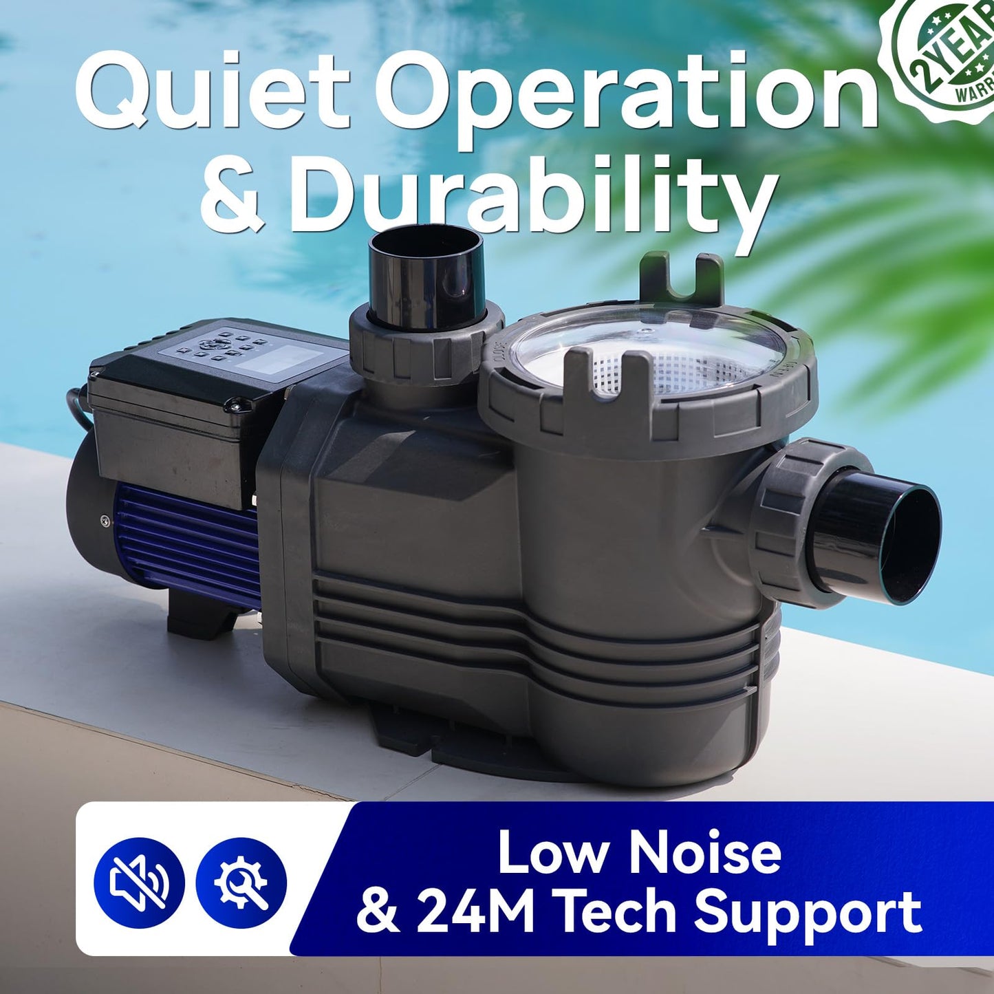 Aquastrong Variable Speed Pool Pump In/Above Pool Pump Energy Efficient High Flow Powerful Self Primming Swimming Pool Pumps with Filter Basket,Black