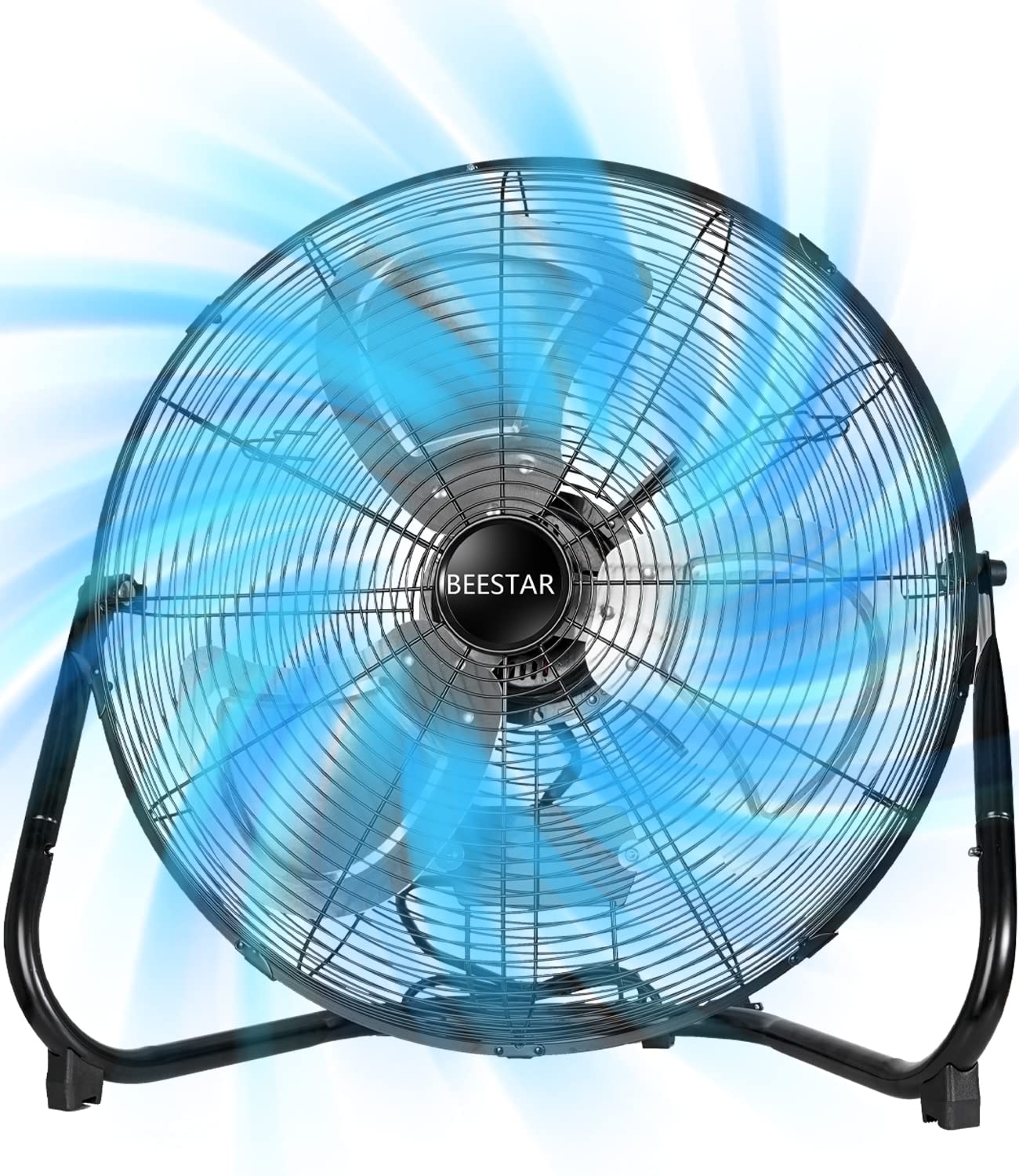 BEESTAR 20 Inch Floor Fan,High Velocity Fan with 3-Speeds&Adjustable Tilting Head,Heavy Duty Metal Industrial Fan for Shop, Garage,Commercial, Residential, and Greenhouse,Black (20 INCH)