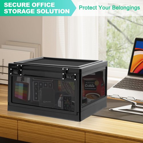 Large Medicine Lock Box with Dual 3-Digit Combination Locks, 24L Lockable Storage Box for Medication, Snacks, Phone, and Electronics - BPA-Free Organizer Bin for Home, Office, Fridge, and Safety