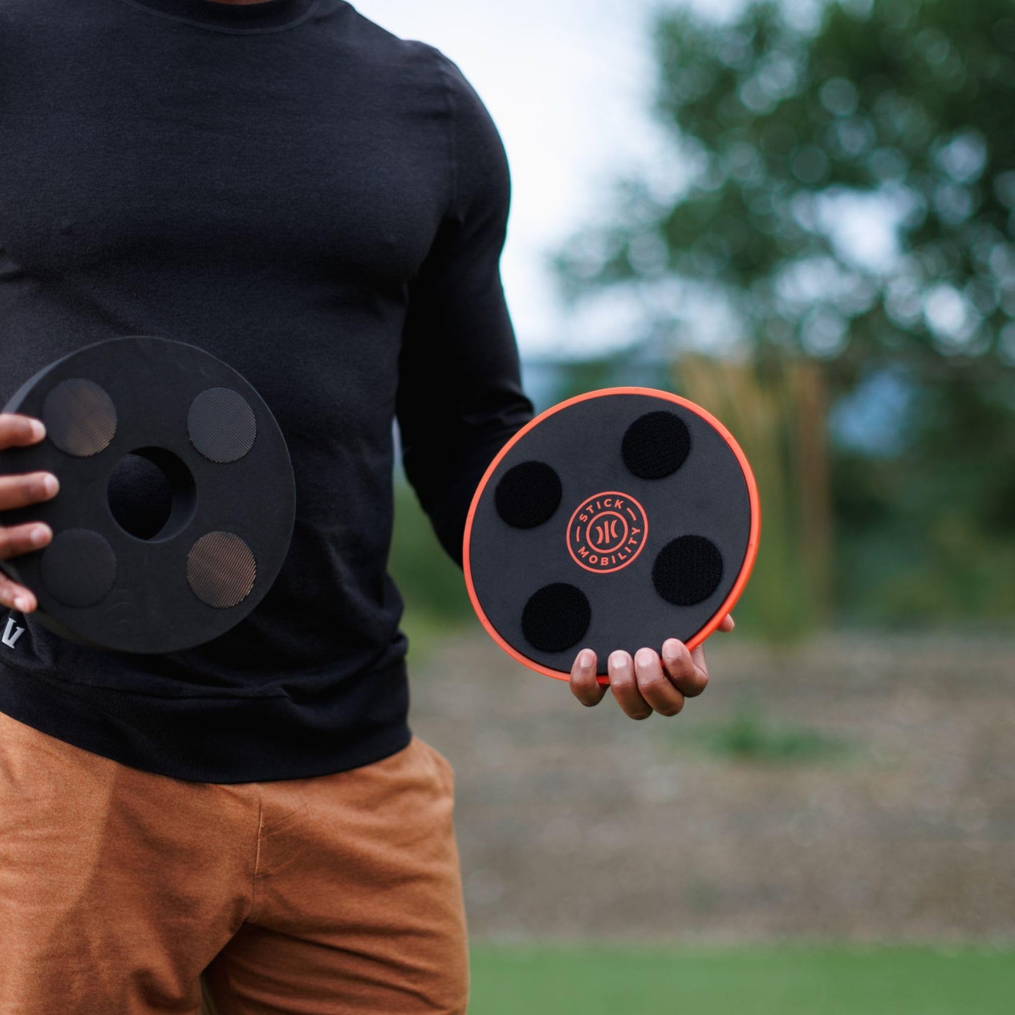 Stick Mobility TriSlider | Exercise Glider Discs, Balance and Stability Trainer for Hands & Feet to Improve Coordination and Engage Core Strength.