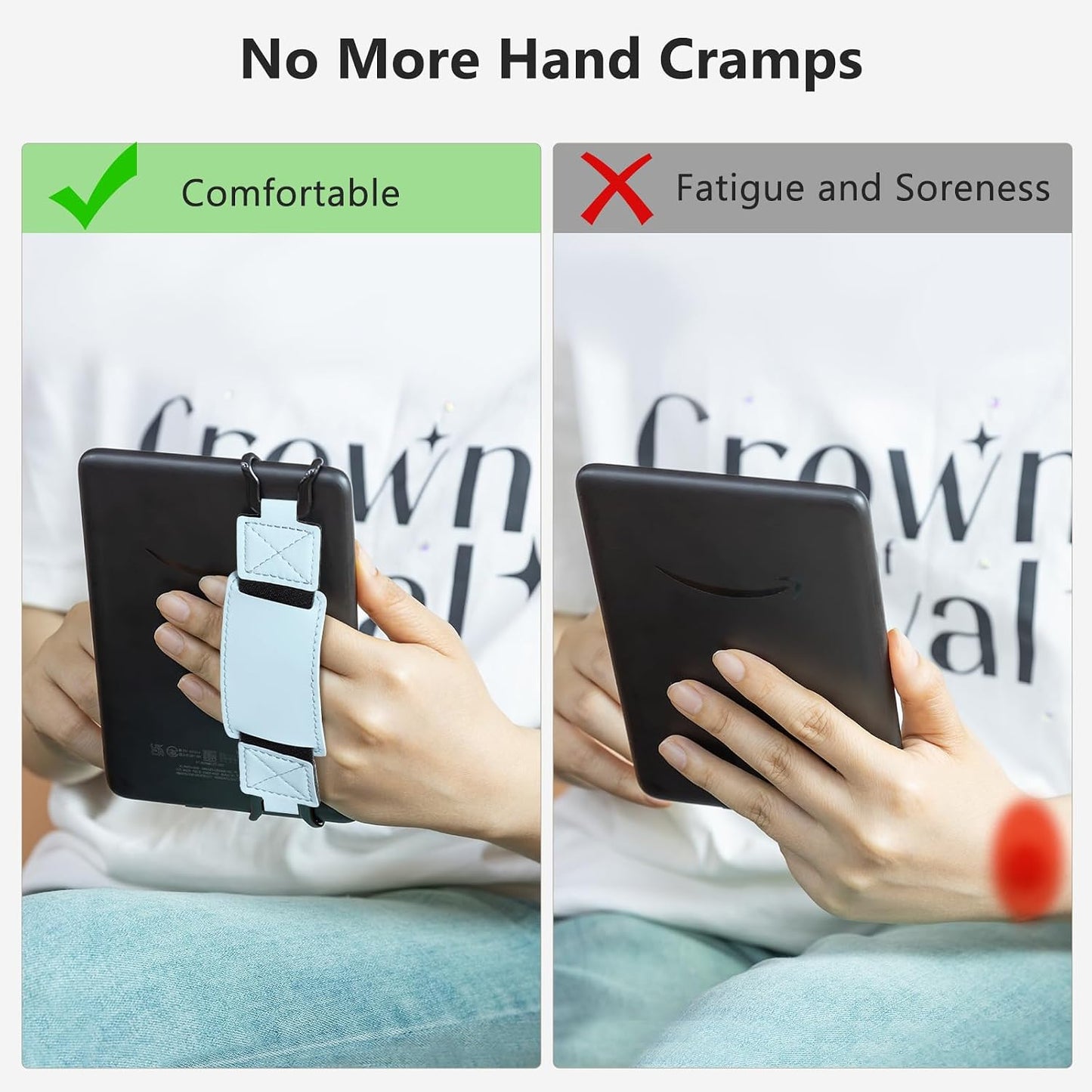 CoBak 6-7.5" Azure-1 Secure Hand Strap for Kindle and Tablets - Versatile and Lightweight Finger Grip Holder