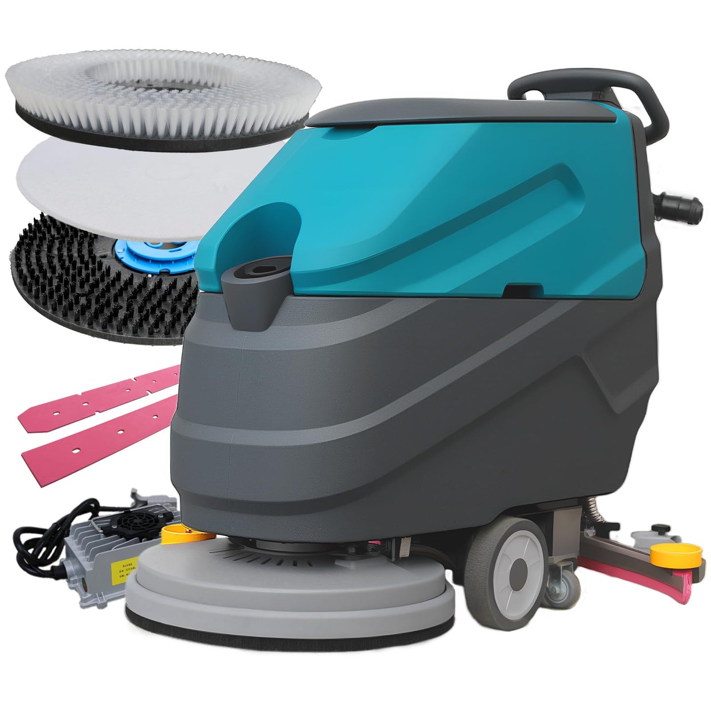 KARHDIR C7 Walk Behind Commercial Floor Scrubber Machine, 22" Cleaning Width, 33" Suction Width, 18.5 Gallon Solution Tank, 15.9 Gallon Recovery Tank, 32000 Sqft/h, Complete Set of Parts