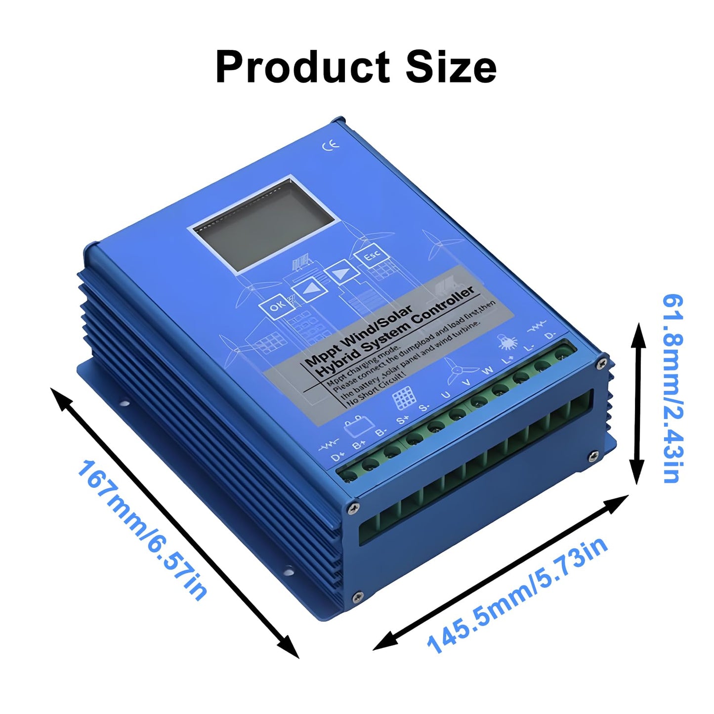 15000W Wind Solar Hybrid Charge Controller 12V 24V MPPT Boost Charge Regulator with LCD Display and Dump Load,12V/24V