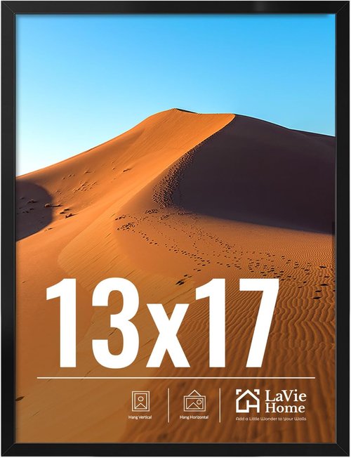 LaVie Home 13x17 Picture Frame - Classic Black Wall Display Frame with HD Plexiglas | Vertical & Horizontal Use