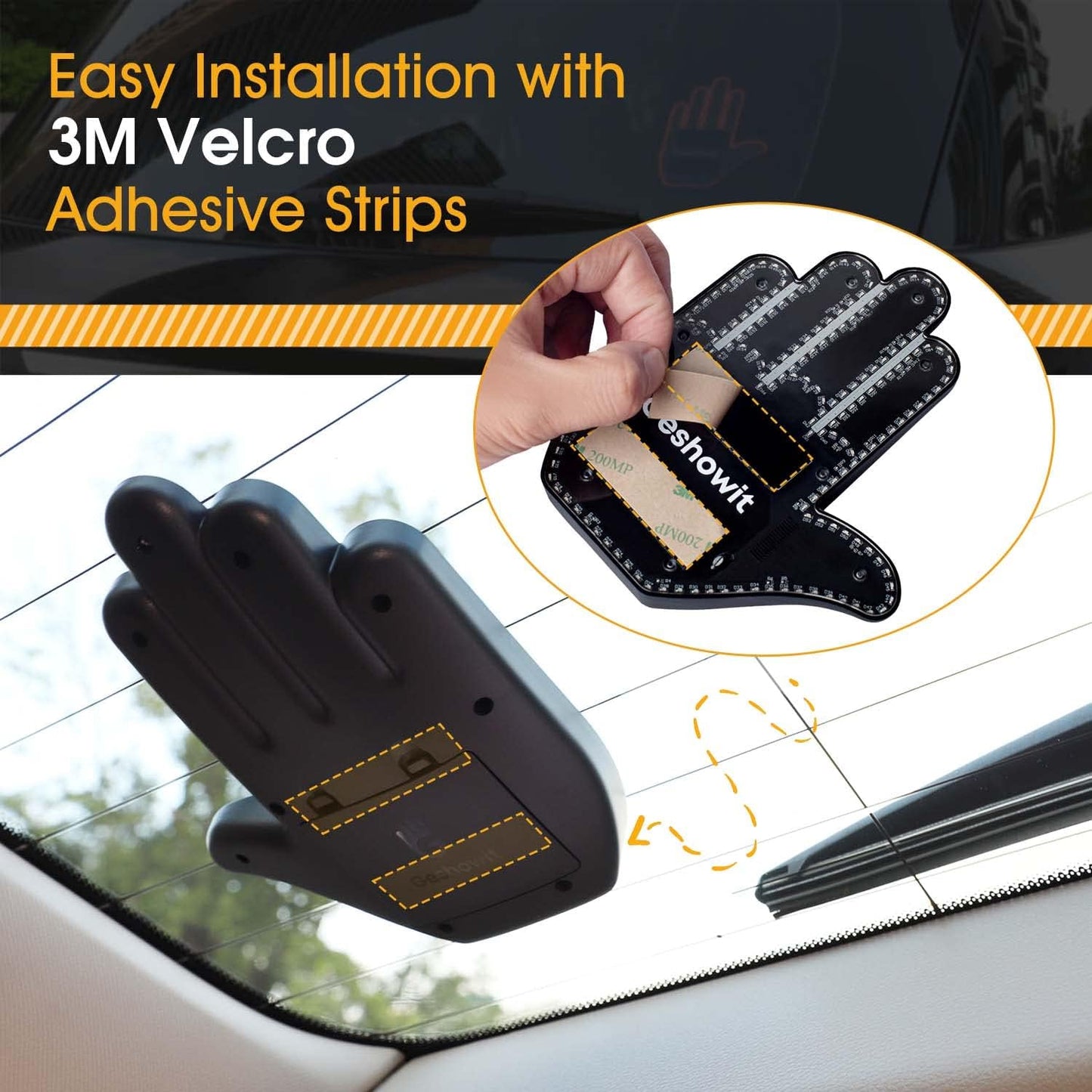 Car Accessories for Men, Car Finger Light with Remote - Give The Bird & Wave & Love to Drivers - Truck Accessories