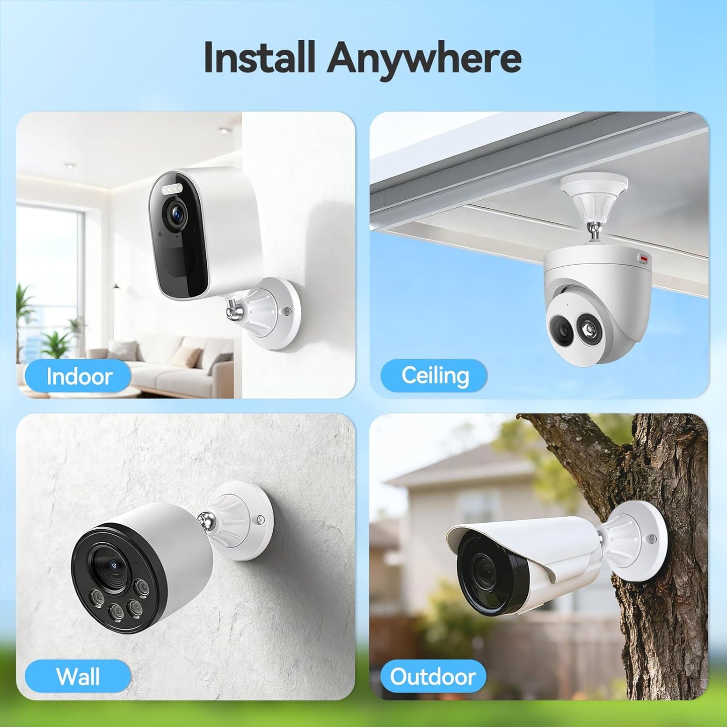 Naseto 1/4 2 Pack) Magnetic Security Camera Mount, Universal Screw, Adjustable Angle, Strong Magnet, No-Drill