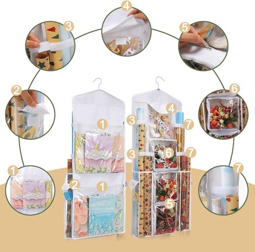 EXLIFBAG Gift Wrap Organizer - Double-Sided Wrapping Paper Storage Holder | Ideal for Home & Events