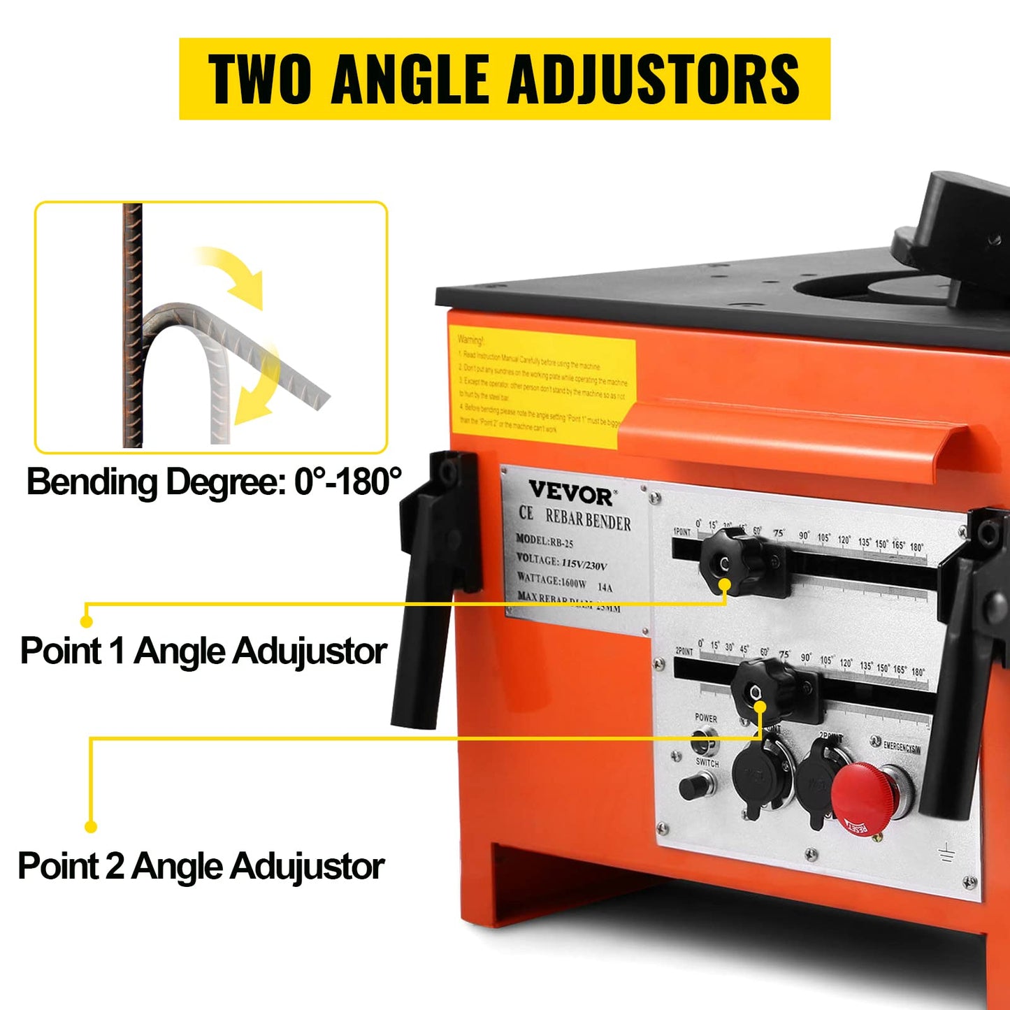 Happybuy Electric Hydraulic Rebar Bender,1700W Desktop Electric Rebar Bender,Bending up to 1 Inch #8 6-25mm Rebar Bending Angle 0-180 Degrees,with Foot Pedal for Bending Steel Rope(1700W RB-25)