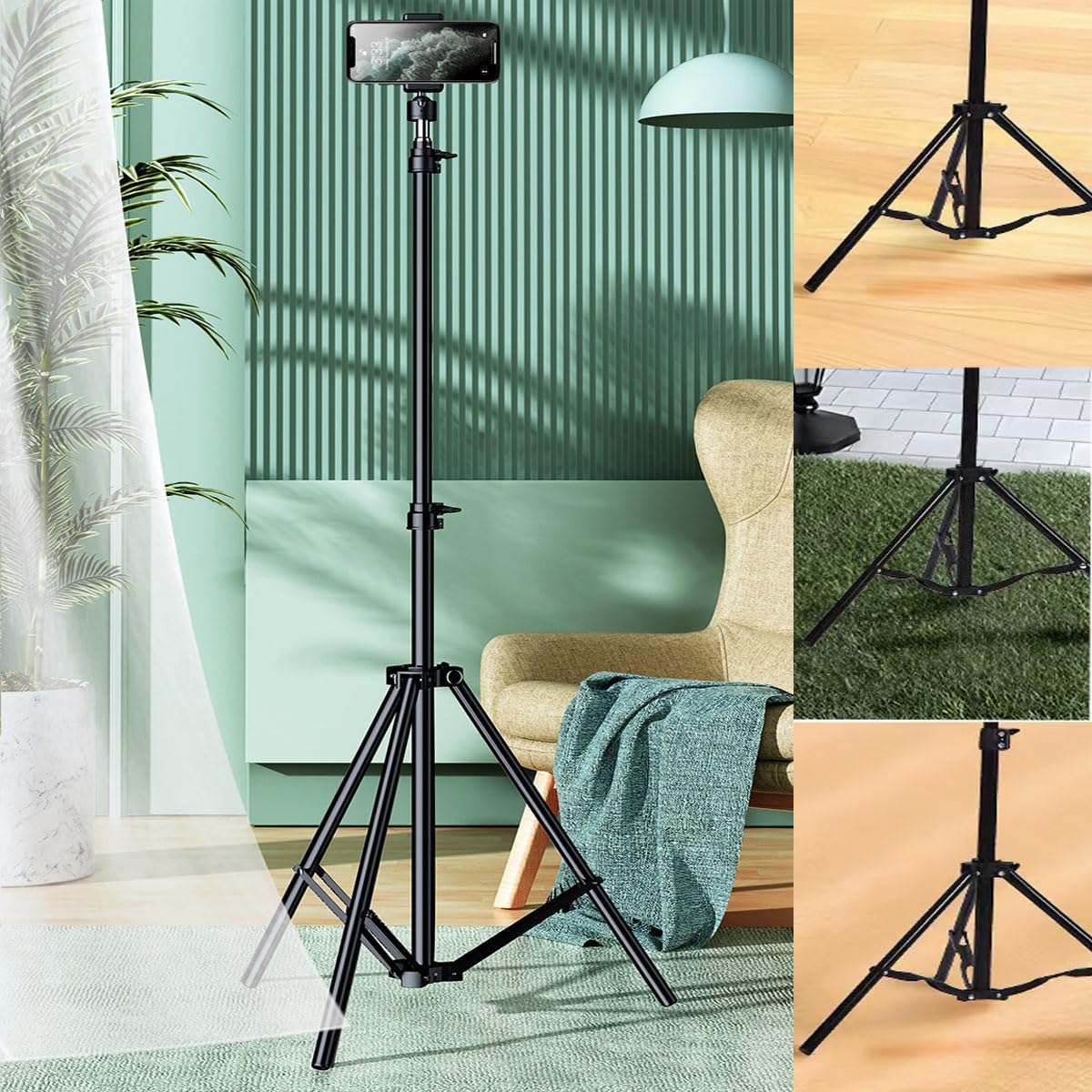 Tengsun 63 360 1/4" Tripod Stand Holder Lightweight Tripod with Ball Head Remote ThreadExtendable Cell Phone and Camera