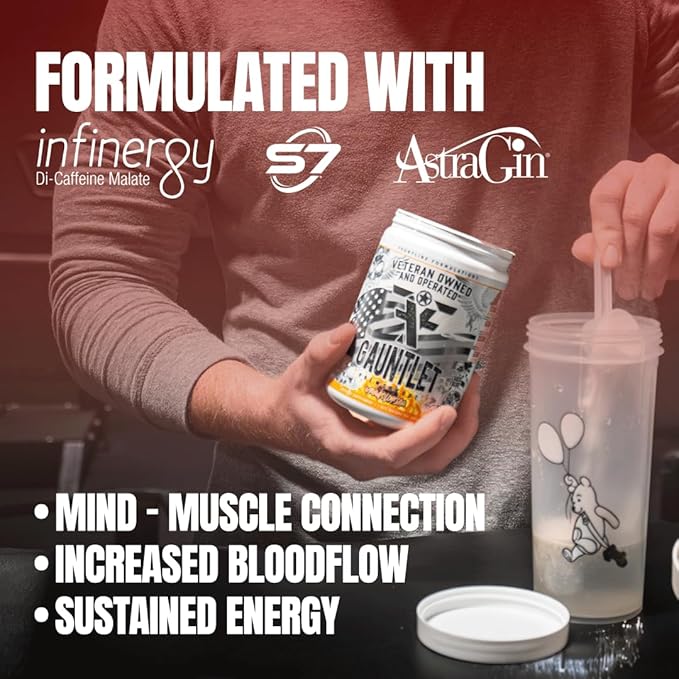 Gauntlet Pre-Workout Powder, Explosive Workouts, Laser Focus, Mid Stim, Amazing Flavor, Veteran Owned and Operated (25 Servings, Grape Watermelon)