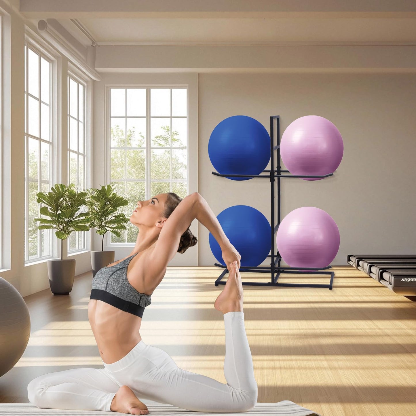 MEIPEIQIZHI Medicine Ball Rack, Stabilising Ball Rack, Yoga Ball Holder Exercise Ball Holder Equipment Storage Rack for ommercial Gym, Studios, Home Gyms