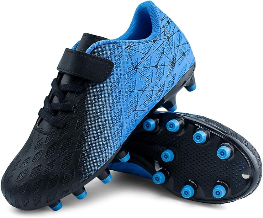 brooman Kids Firm Ground Soccer Cleats Boys Girls Athletic Outdoor Football Shoes