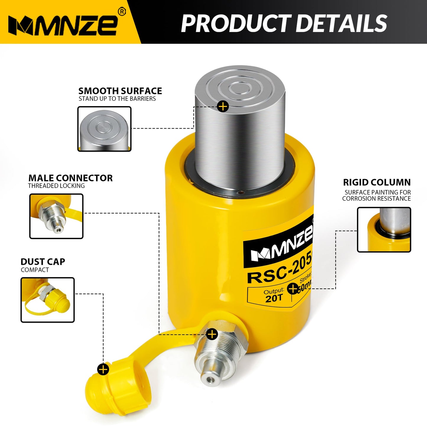 MMNZE 20T 2" Stroke Hydraulic Cylinder Jack Sets Porta Power Ram Jack Kits Single Acting Lifting Cylinder Retract Automatically with CP-180 Hydraulic Hand Pump