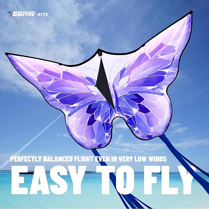 Golden Butterfly Design Kites ，Outdoor Work Colorful Kite Long Tails，Easy to Fly ，Outdoor Flying Toys for Adult and Kids Surf with Handle