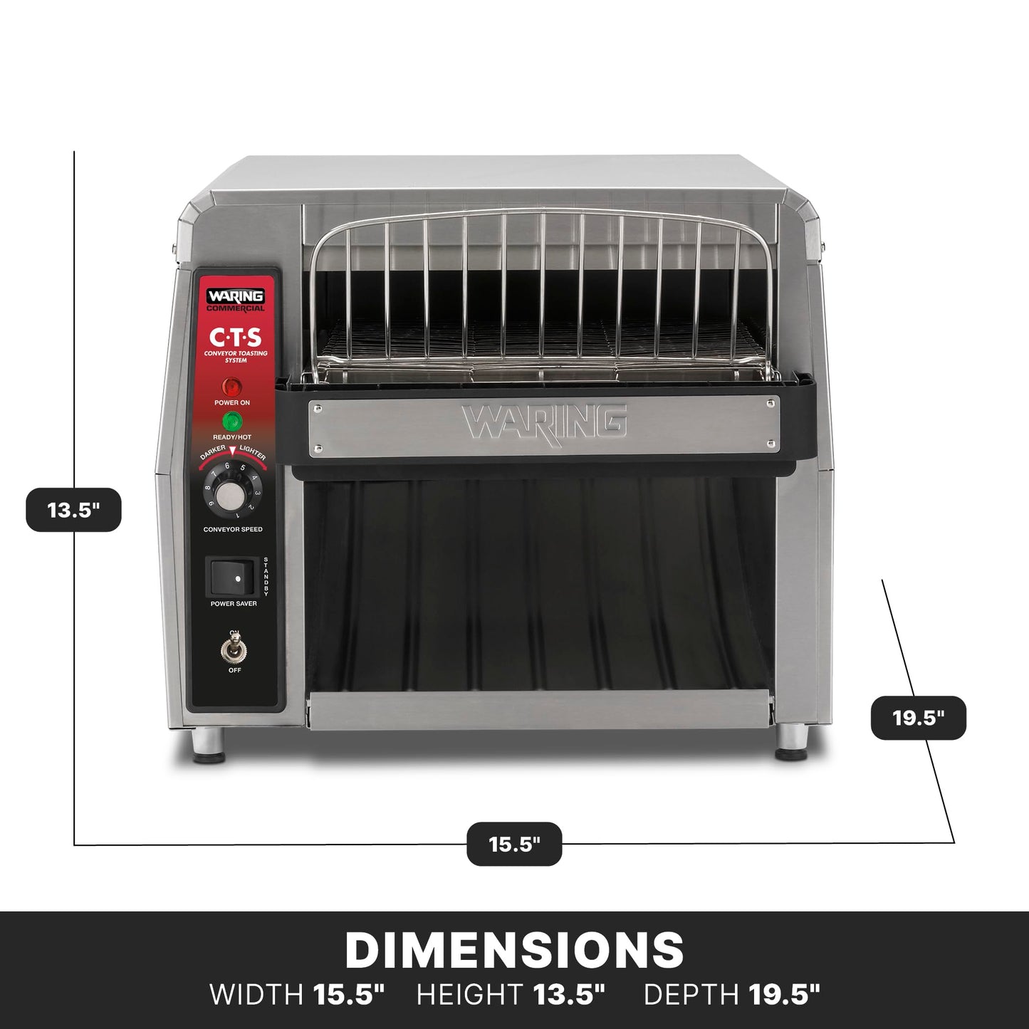 Waring Commercial Heavy-Duty Conveyor Toaster, 450 Slices per Hour, Stainless Steel Construction, for Cafes & Restaurants, NSF Certified, 120V, CTS1000