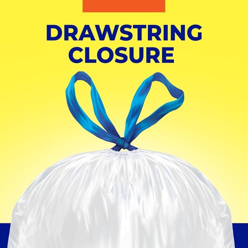 Hefty Essentials 13 Gallon Kitchen Trash Bags - 120 Count, Tall & Unscented, Easy to Tie & Carry, White