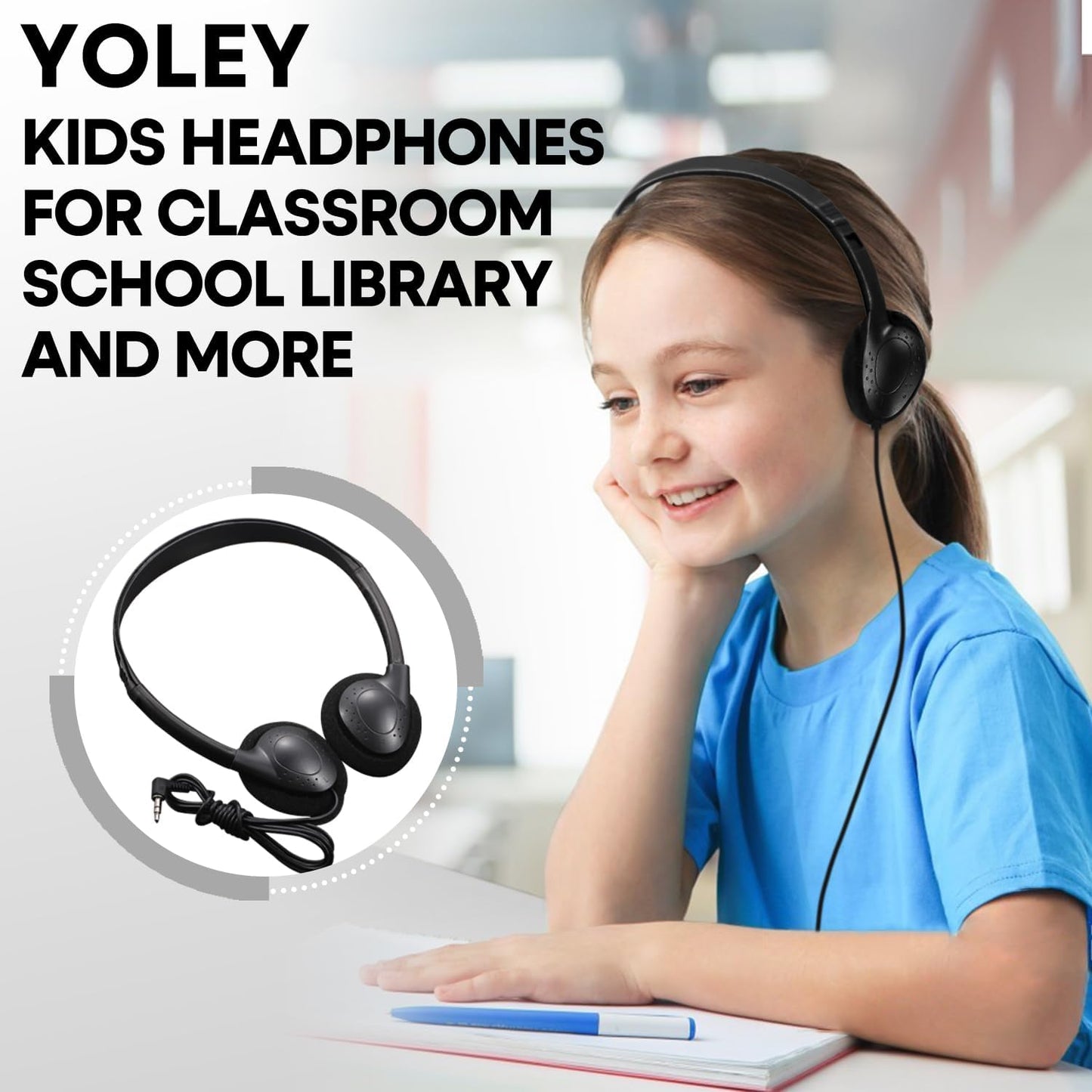 12 Pack Set 3.5mm 12 Pack) Classroom Headphones Bulk Class for School Students Kids and Adult -Sturdy Wired Plug
