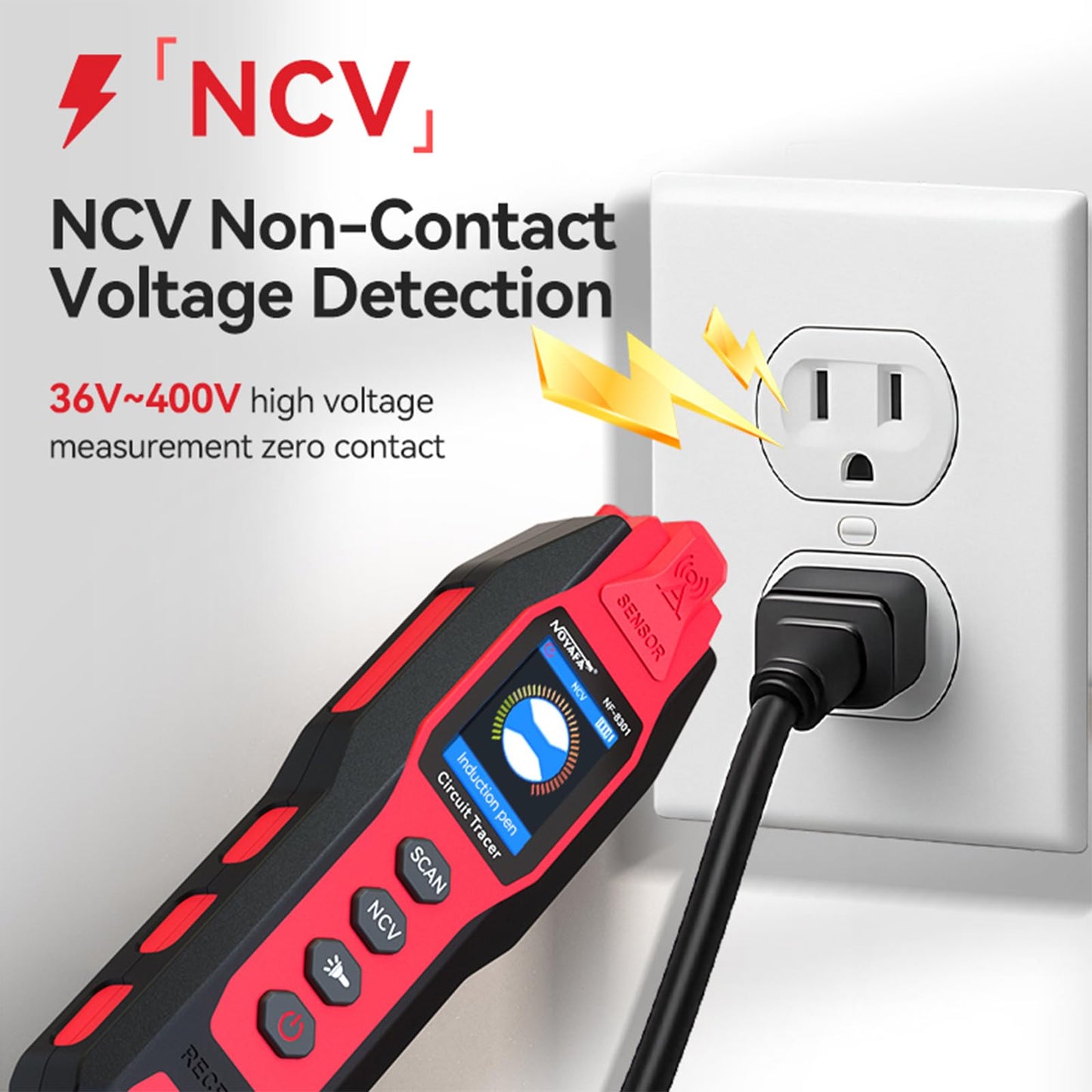 NOYAFA NF-8301 Circuit Tracer - Underground Circuit Breaker Finder & Digital Multimeter, 8 Level Sensitivity Adjustment, Rechargeable Wire Tracer for Fuses, Irrigation, Wall Wires