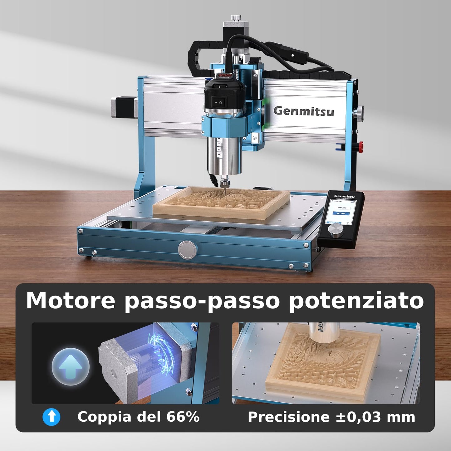 Genmitsu 3030-PROVer Ultra CNC Router Machine for Metal + 4th Axis Rotary Module Kit, 4 Jaw Chuck, 10:1 Speed Reducer, Clamped Range: Length 10-200mm