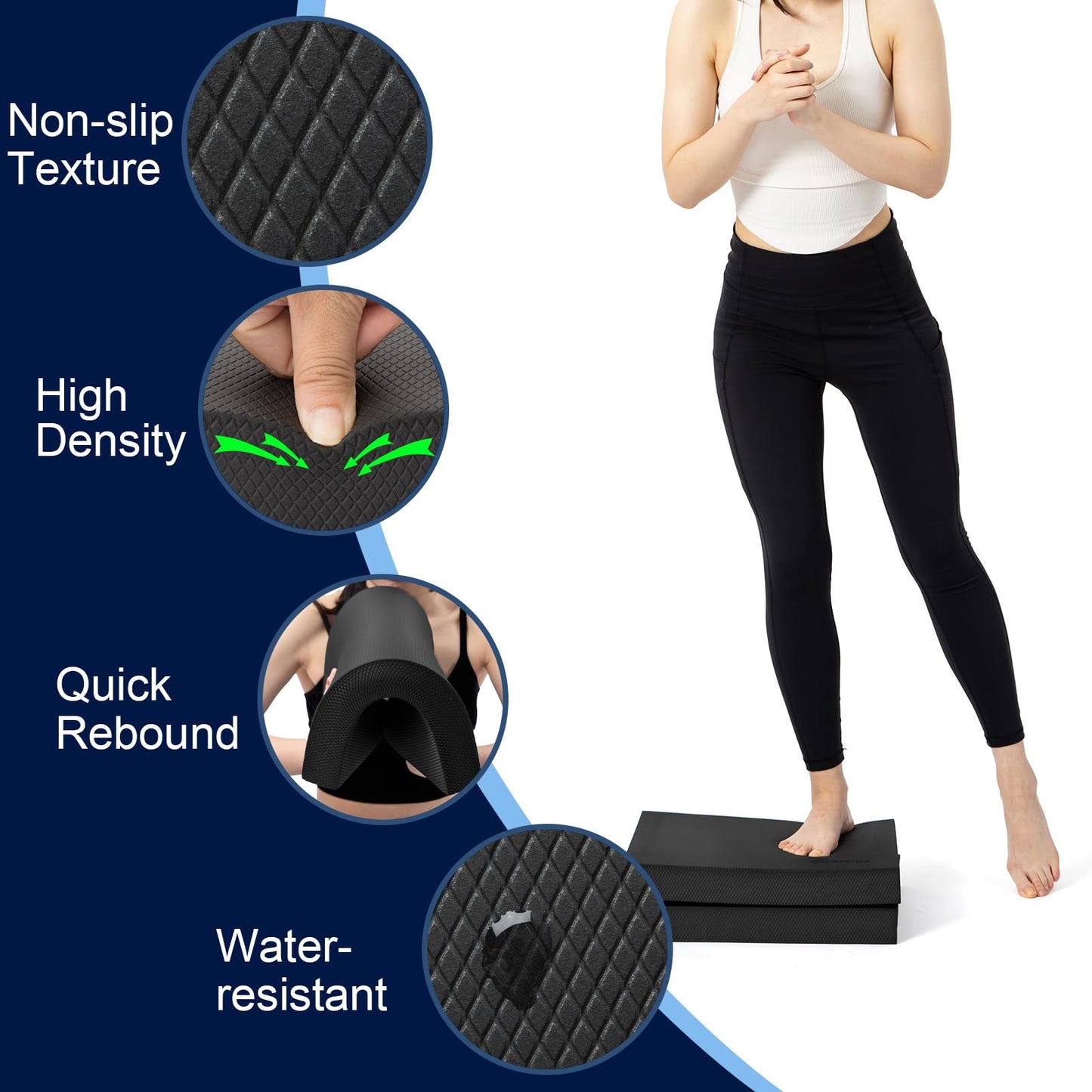 StrongTek Professional Foam Exercise Balance Pad - 15.8" x 13" x 2", High-Density TPE Foam Knee Pad, Non-Slip & Water-Resistant, for Balance Training, Physical Therapy, Yoga, and More, Pack of 2