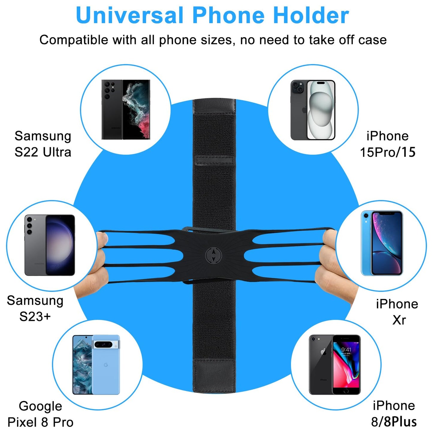 Sweat-Proof Phone Holder Armband 360° Rotation - Universal Running Arm Band iPhone 17 16 15 14 13 12 11 Pro Max Samsung Galaxy S21 S20 - Water Resistant Sports Holder Fits Smartphones 4-7 Inch Gym