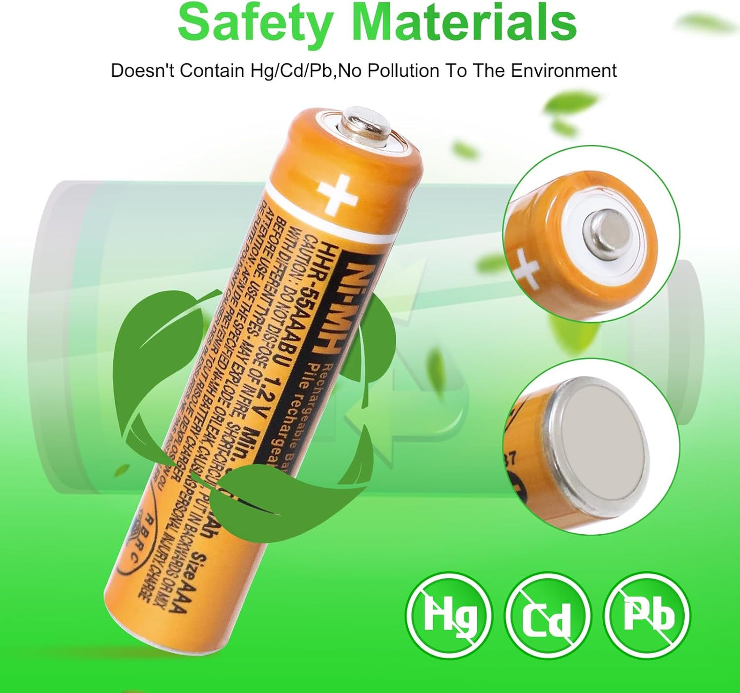 EOCIK 12 Pack HHR-55AAABU 1.2V 550mAh Rechargeable AAA Batteries NI-MH AAA Battery for Panasonic Cordless Phones,Remote
