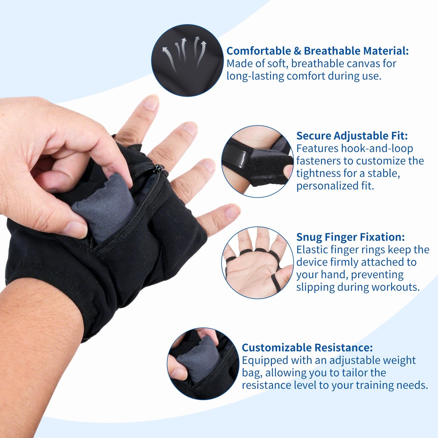 Heinalous Weighted Gloves, Adjustable Weighted Gloves for Hand Tremors,mproved Hand/Wrist Mobility, Writing Stability Strengthening（Right）