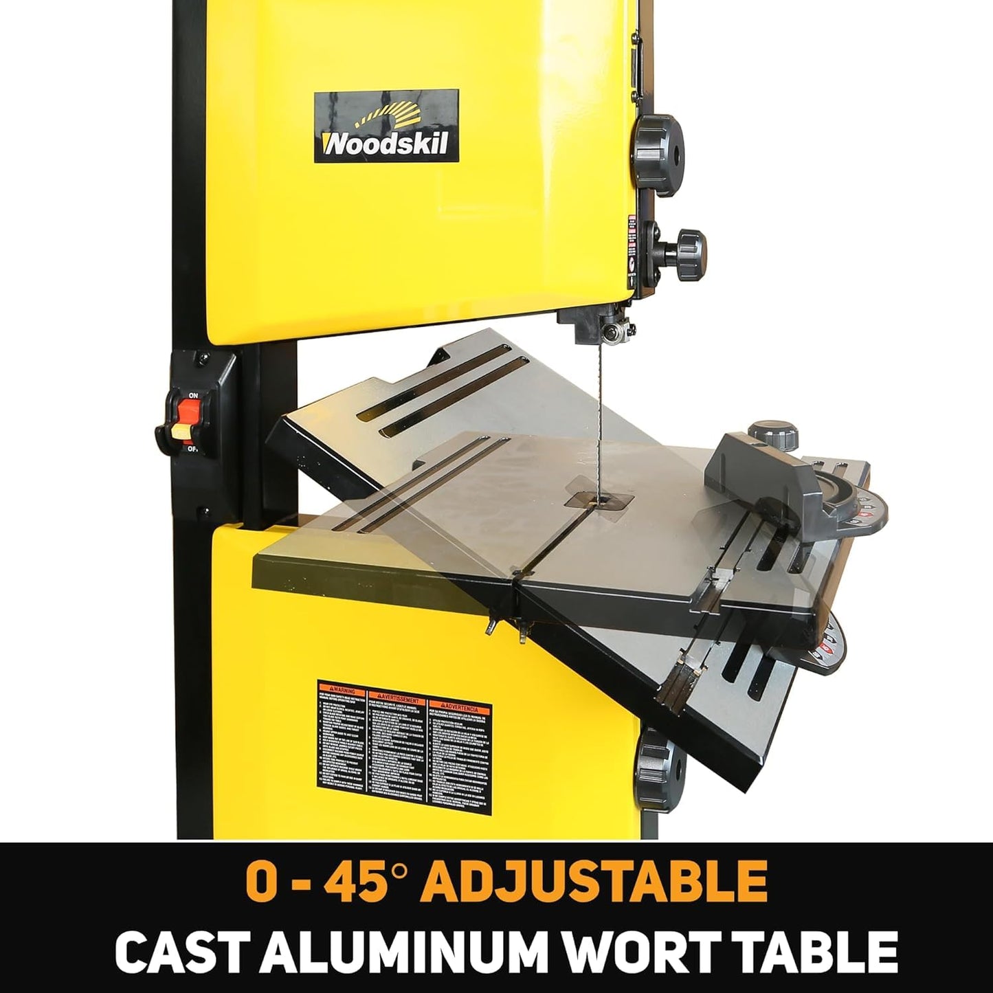 Woodskil 3-Amp 9-Inch Band Saw, 2500FPM Benchtop Bandsaw with Removable Safty Key, Cast Aluminum Table, Steel Base for woodworking
