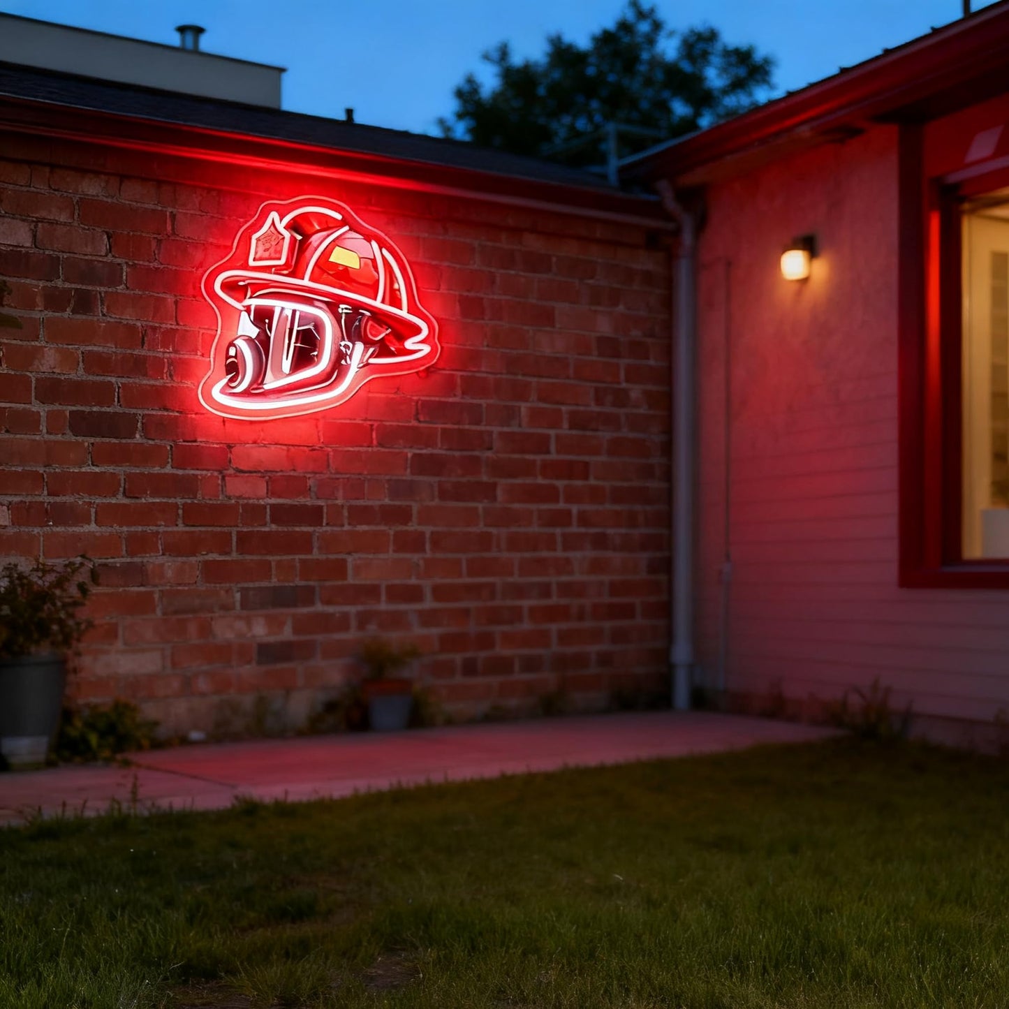 Firefighting Helmet Neon Sign,USB Powered Neon Light,Hero Decor Neon Light USB Powered LED Dimmable,for Hero Wall Decor Man Cave Firefighting Sign Wall Decor art, Firefighting Gift