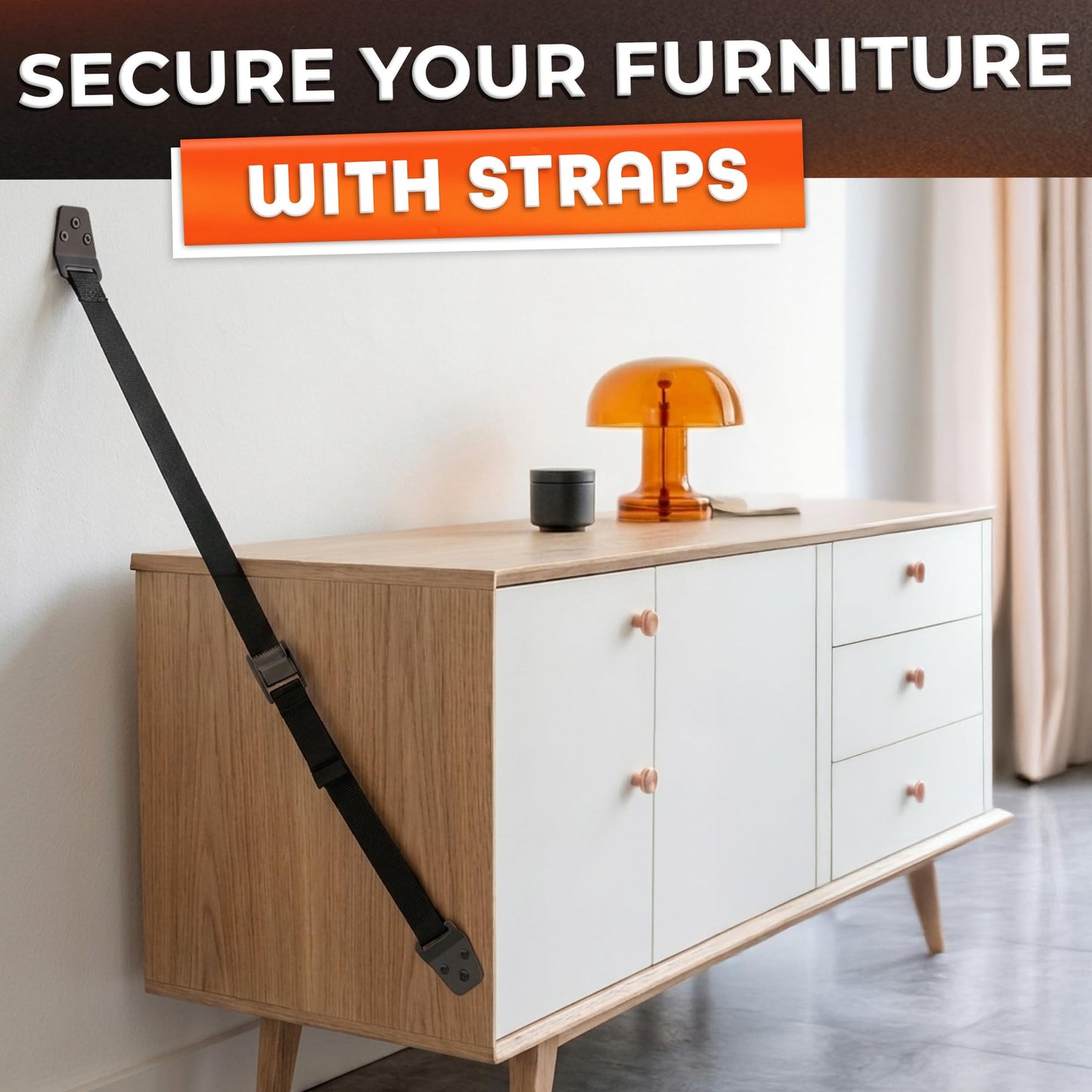 TV Straps Safety for Flat Screen - Anti-Tip TV Safety Straps for Furniture Anchoring, Easy to Setup and Hold-Up to 330 lbs, Adjustable 19"-39" Length Flexible Nylon, Wear-Resistant