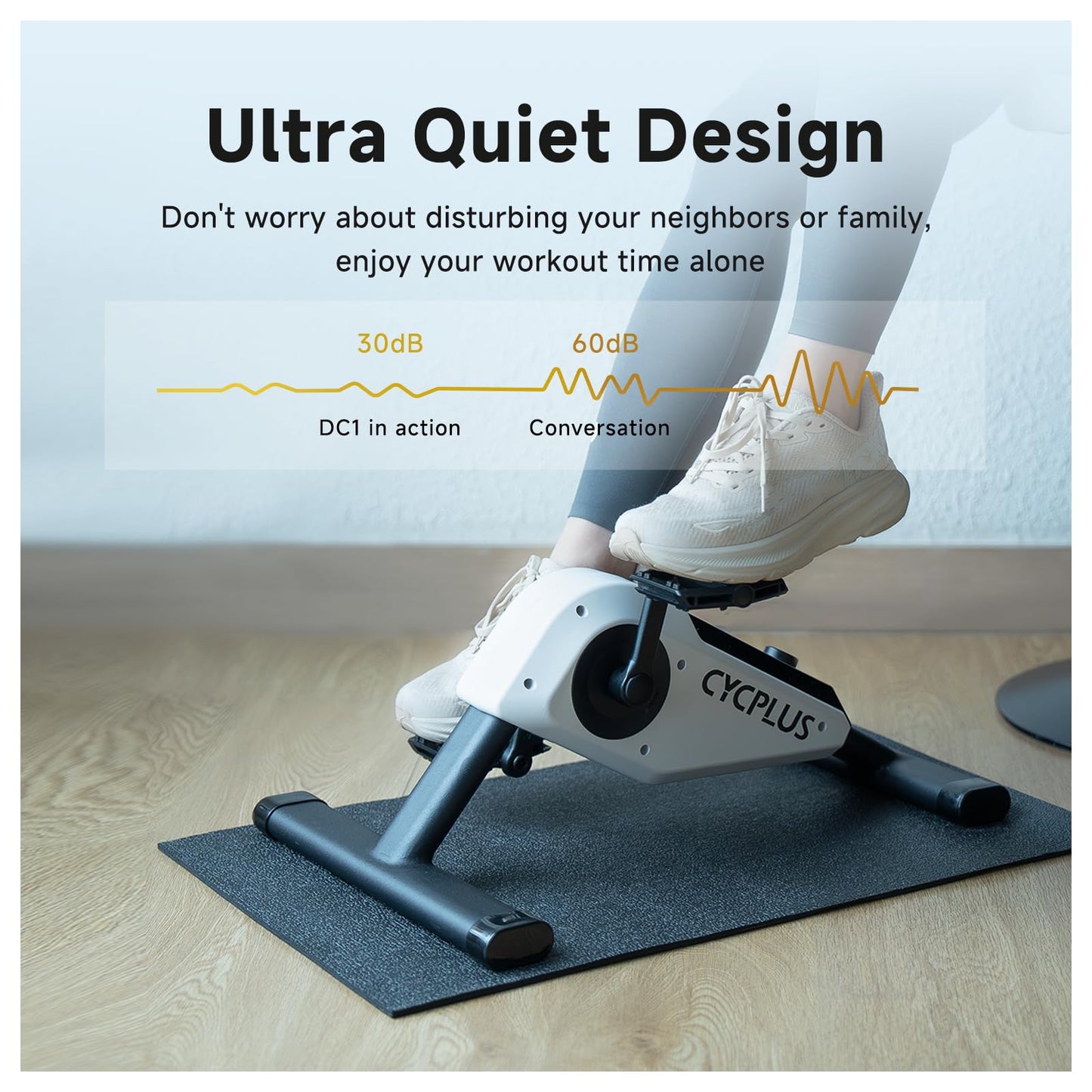CYCPLUS DC1 Mini Pedal Exerciser, Self-Powered 160W Brushless Motor, ERG Mode & App Sync, Ultra-Quiet Magnetic Resistance, Compact for Office/Home (10.6lb, 0.18㎡ Space-Saving)