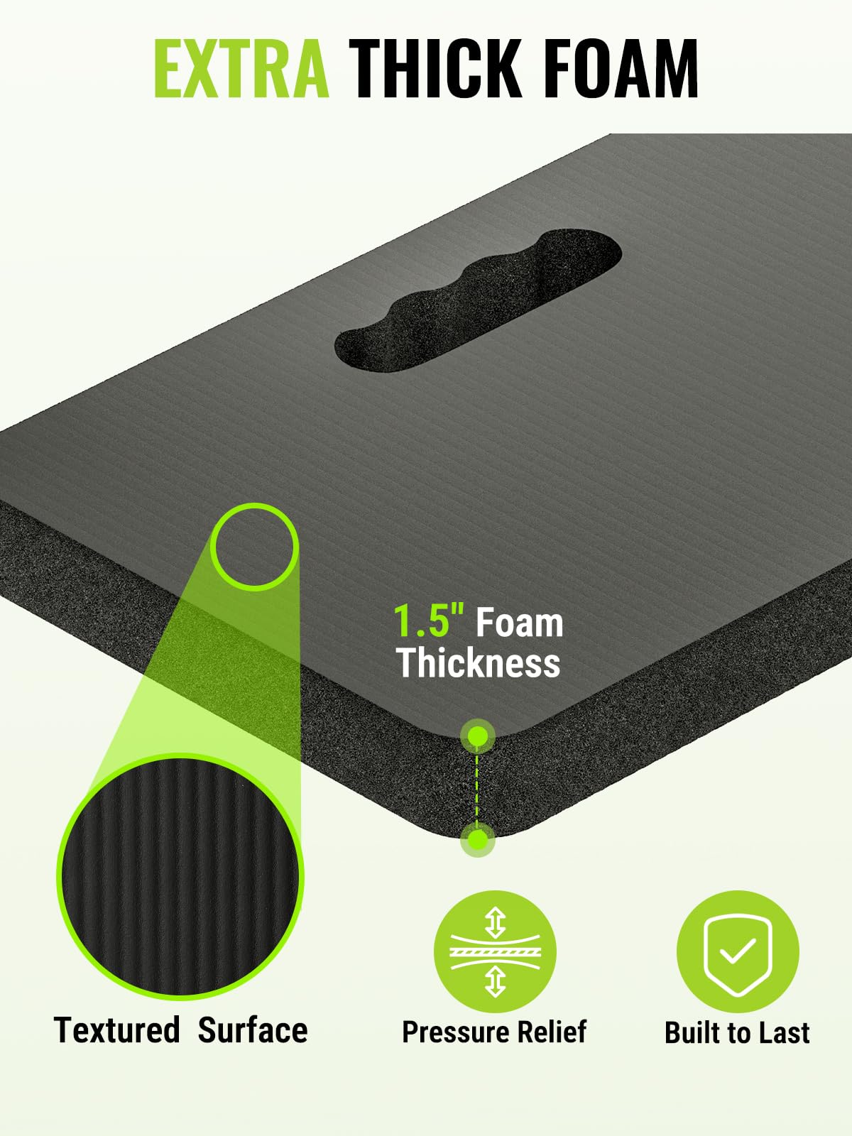 WORKPRO Extra Thick Kneeling Pad, Soft NBR Foam Cushioning for Knee, Large Foam Kneeler Mat for Gardening, Bathing Baby, Exercise, Workout Supplies, 17.5 x 11 x 1.5 in, Black