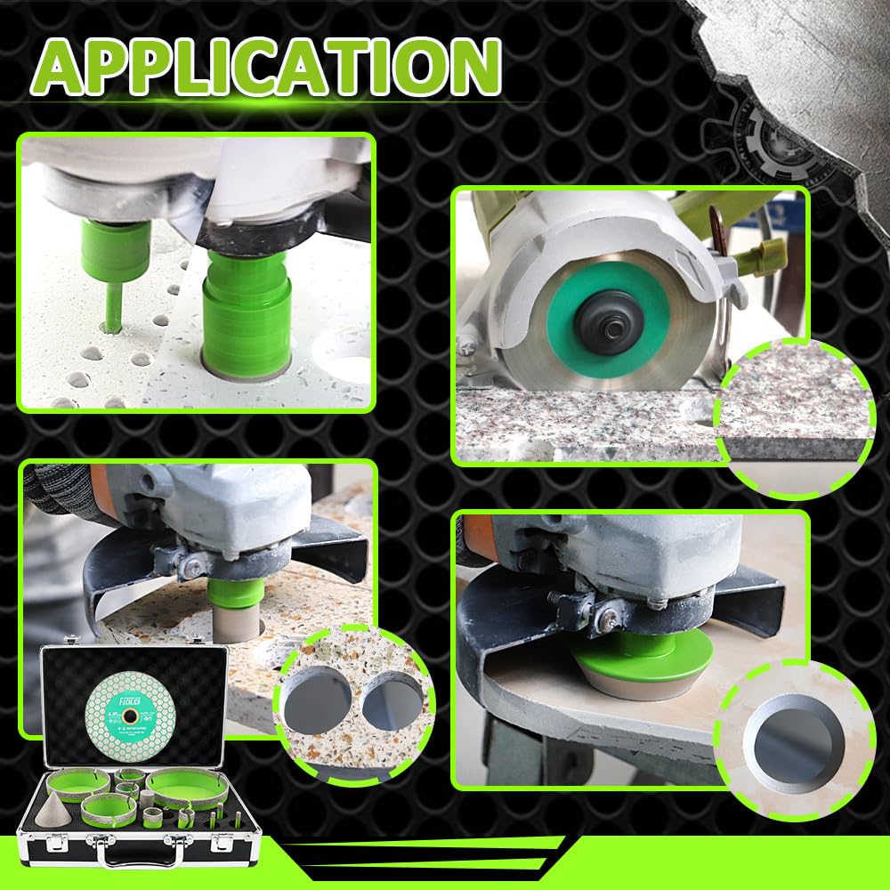 Tile Hole Saw Kit Diamond - (6/6/8/20/25/35/50/75/100/125mm Drill Bits+Finger Bit+Chamfer Bit+Adapter+Tile Blade) Diamond Hole Saw Kit for Porcelain Ceramic,5/8"-11 Thread