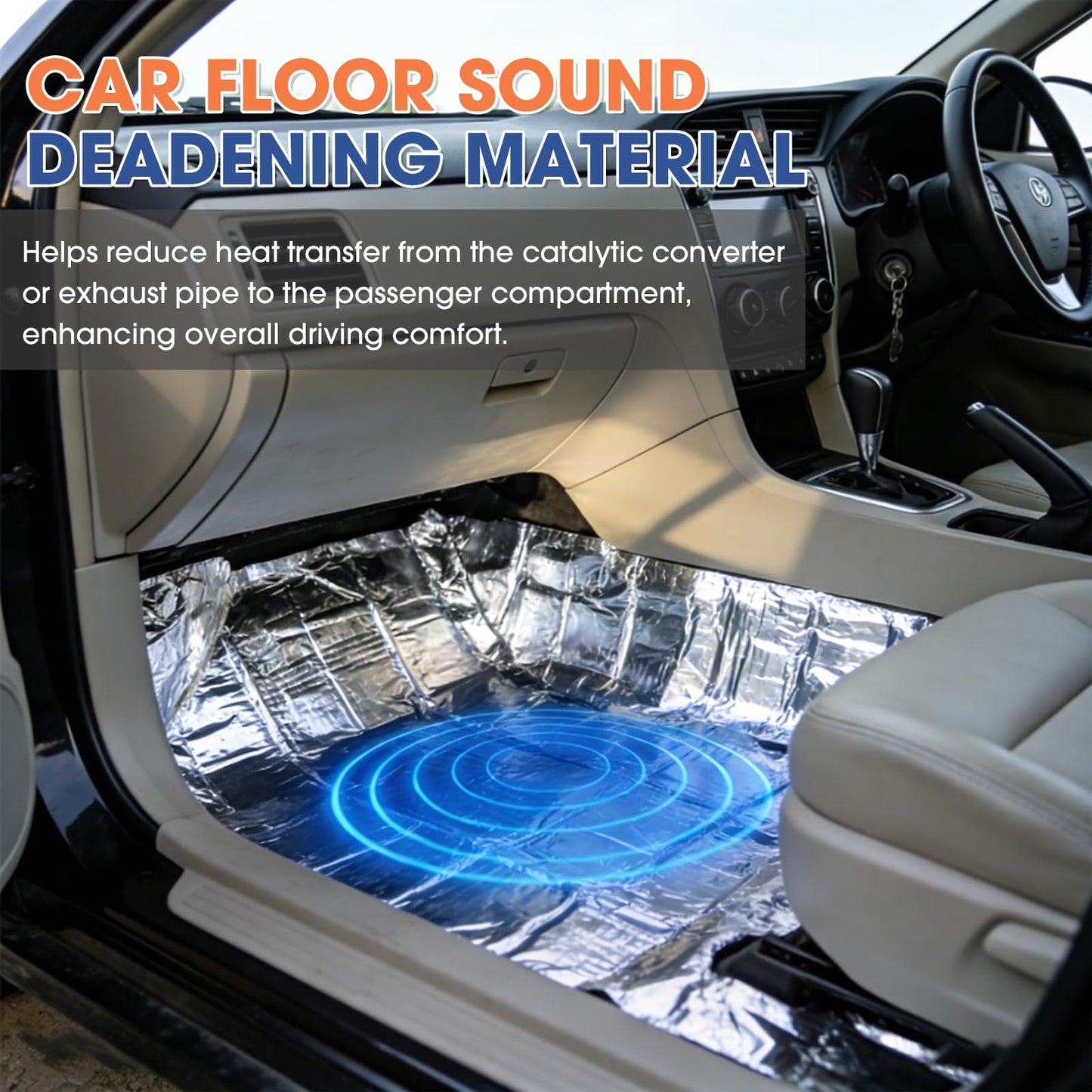 FOURUB 5/8inch Sound Deadening Heat Shield Material for Cars, 590 Mil Closed Cell Foam Insulation for Hood Engine Roof Trunk (Silver-590mil 39inch Wide, 30 sqft-110"x 39")