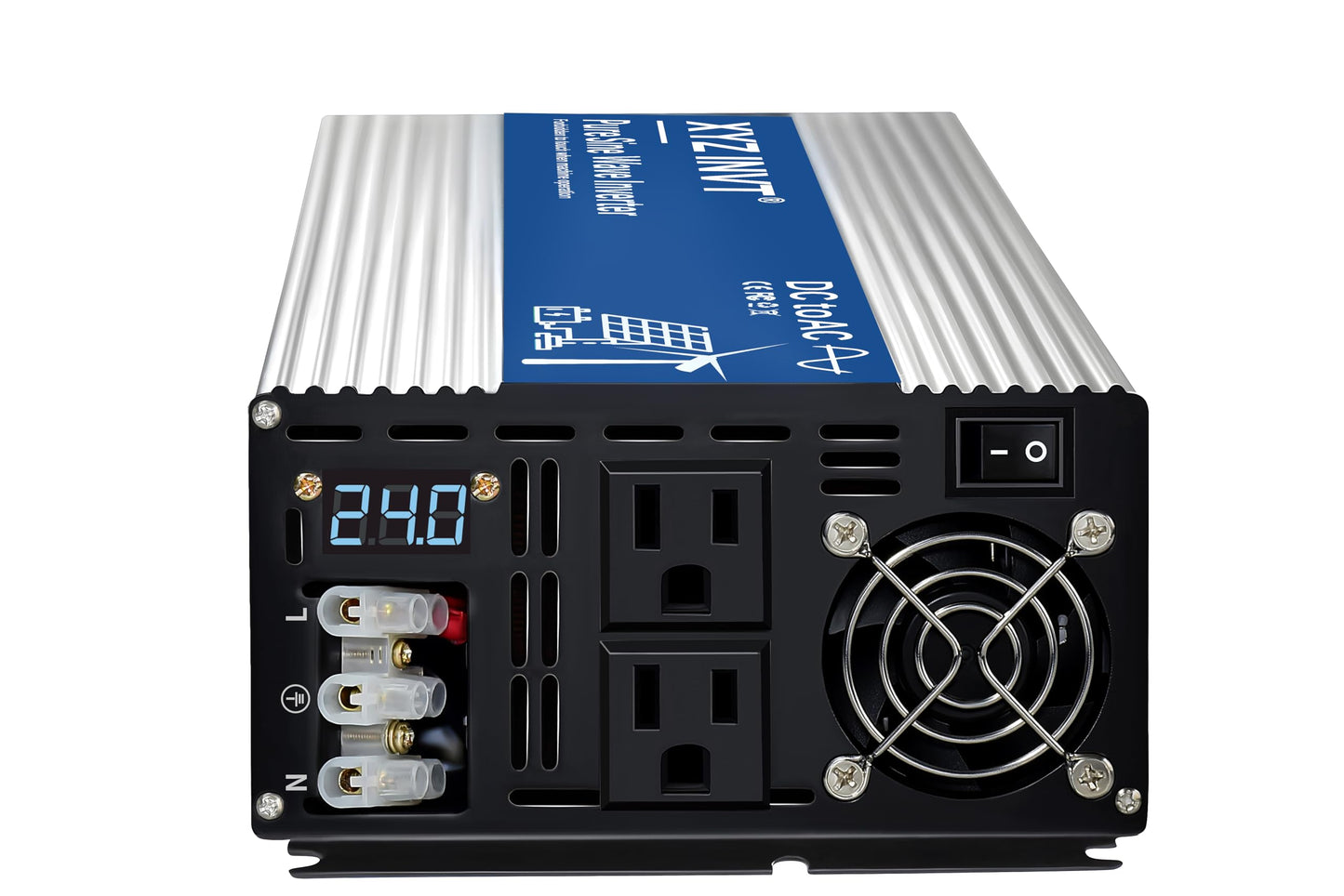 XYZ INVT 3000W Pure Sine Wave Inverter DC 12V to AC 110V 120V Power Inverter with Dual AC Outlets & Hardwire Terminal & LED Display for Solar,Home Backup Power,Outdoor Over 90% Efficiency