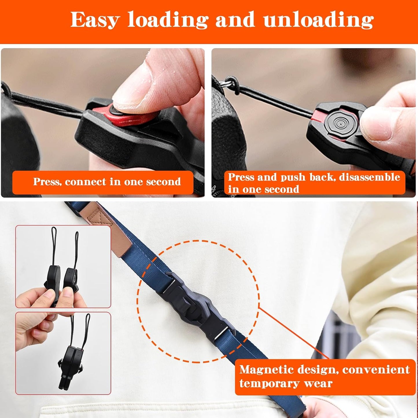 198 lbs 0.78 Inch Camera Strap Compatible for Peak Design Quick Release - Adjustable Length Load Capacity Quick
