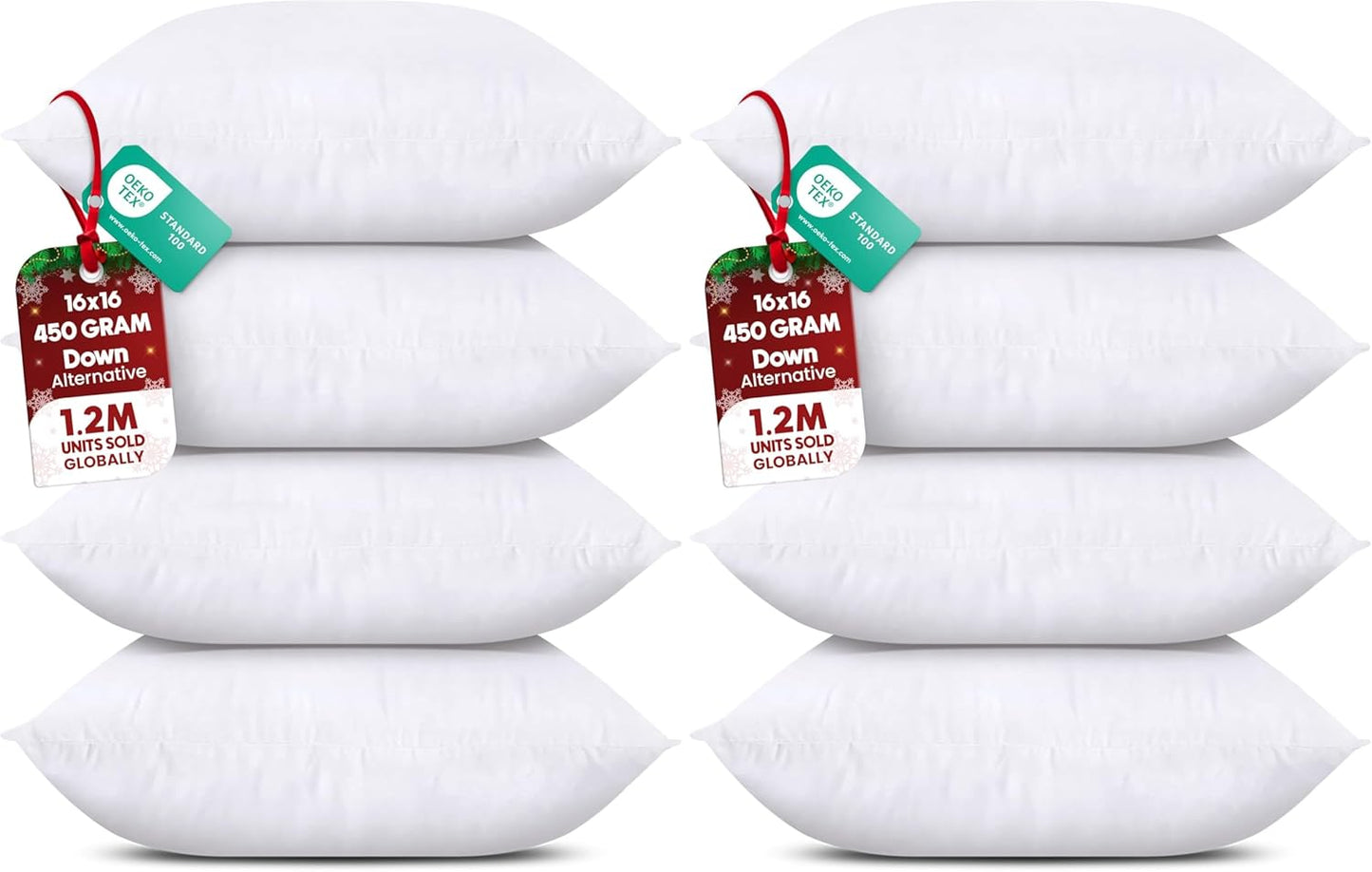 Utopia Bedding Throw Pillows - Fluffy Down Alternative Set of 4 | 16 x 16 Inches, White Decorative Pillows for Home